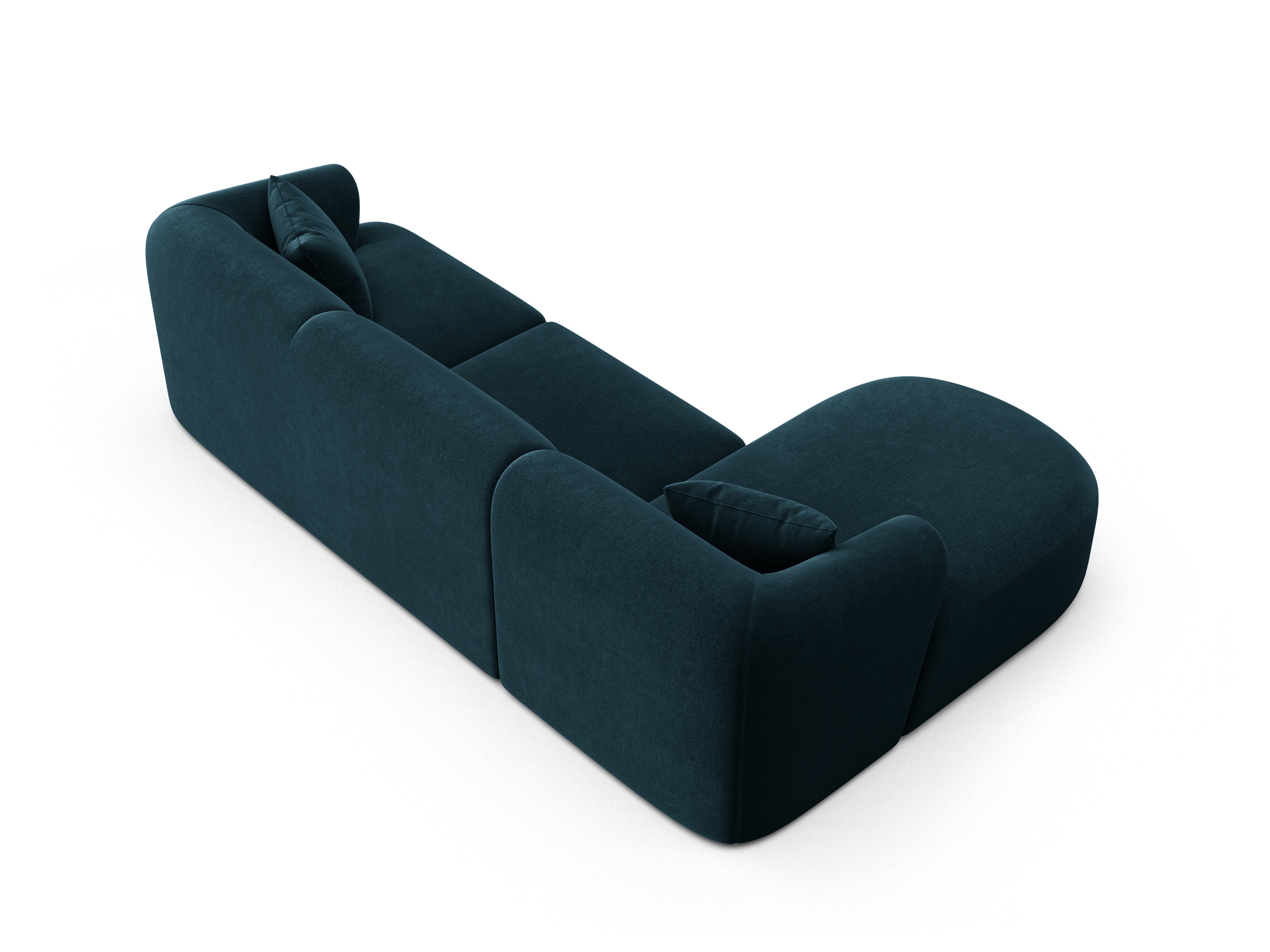 Velvet corner sofa left-sided for 4 people CAMPI petrol