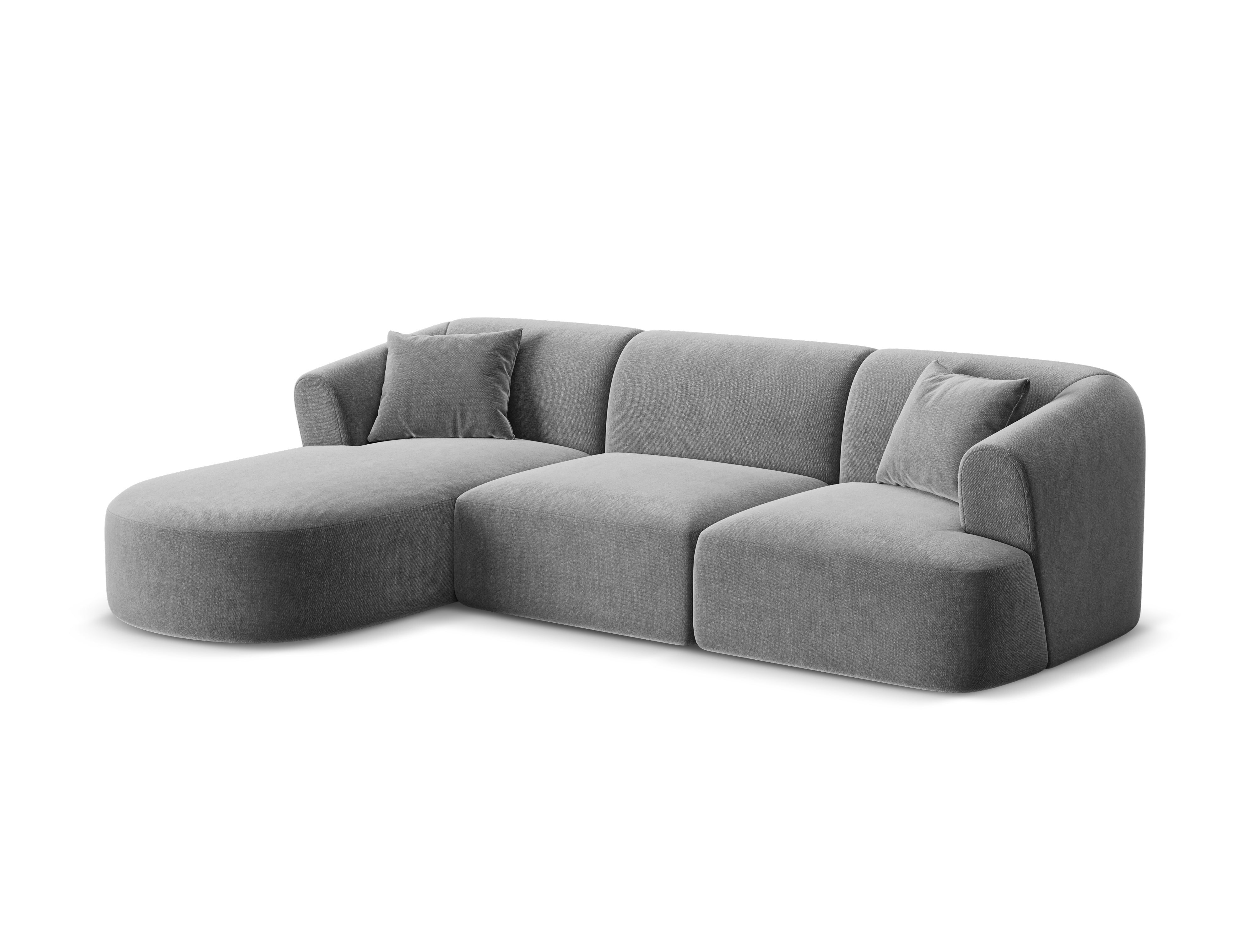 Gray left-facing velvet corner sofa for 4 people CAMPI