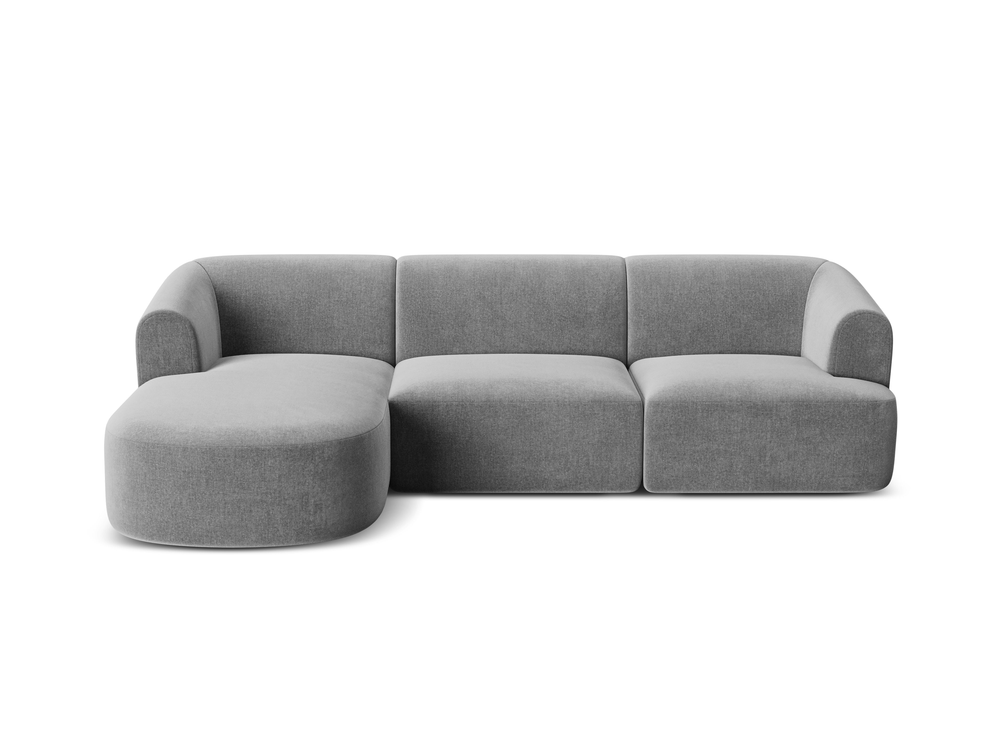 Gray left-facing velvet corner sofa for 4 people CAMPI