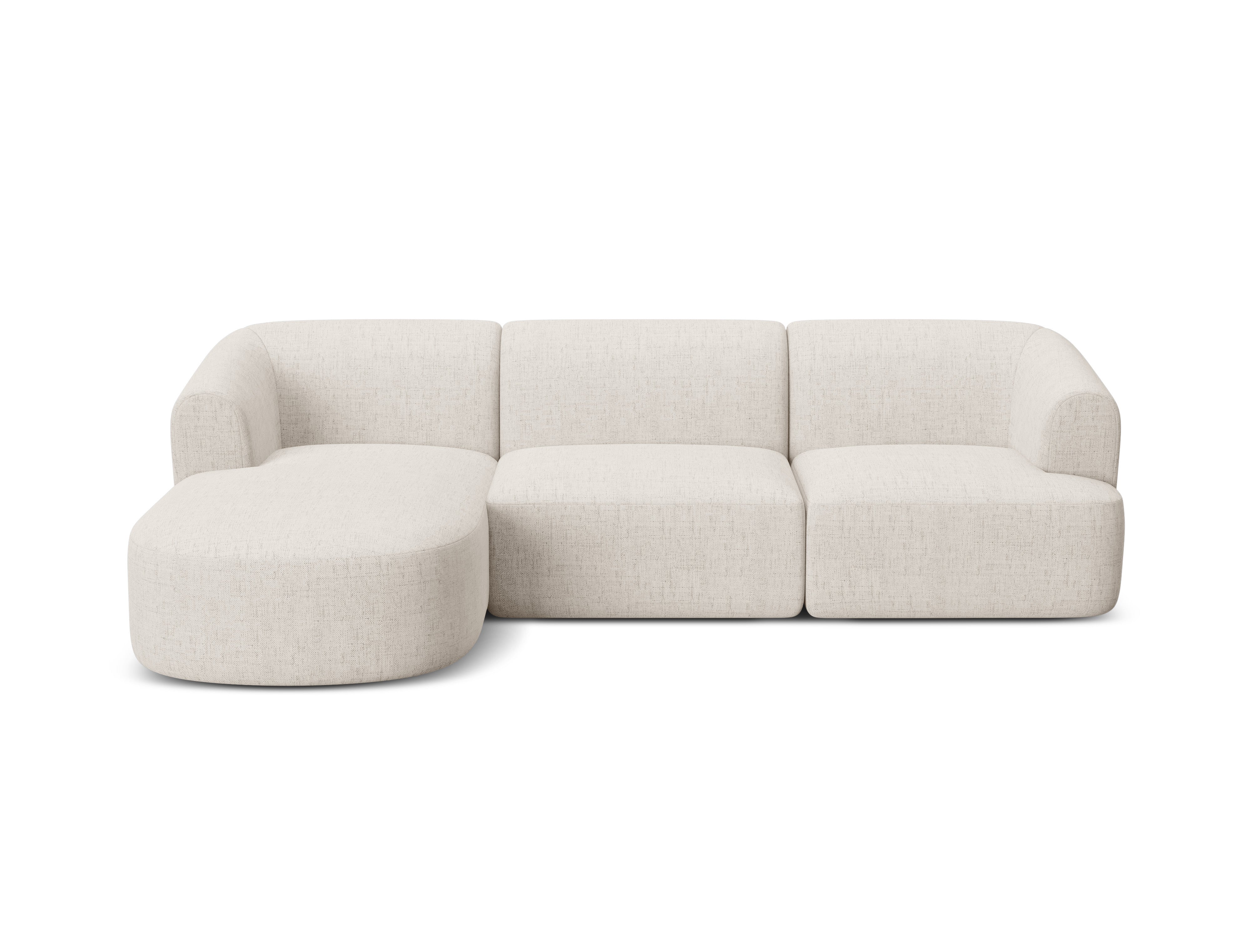 Left-sided 4-seater corner sofa CAMPI cream chenille