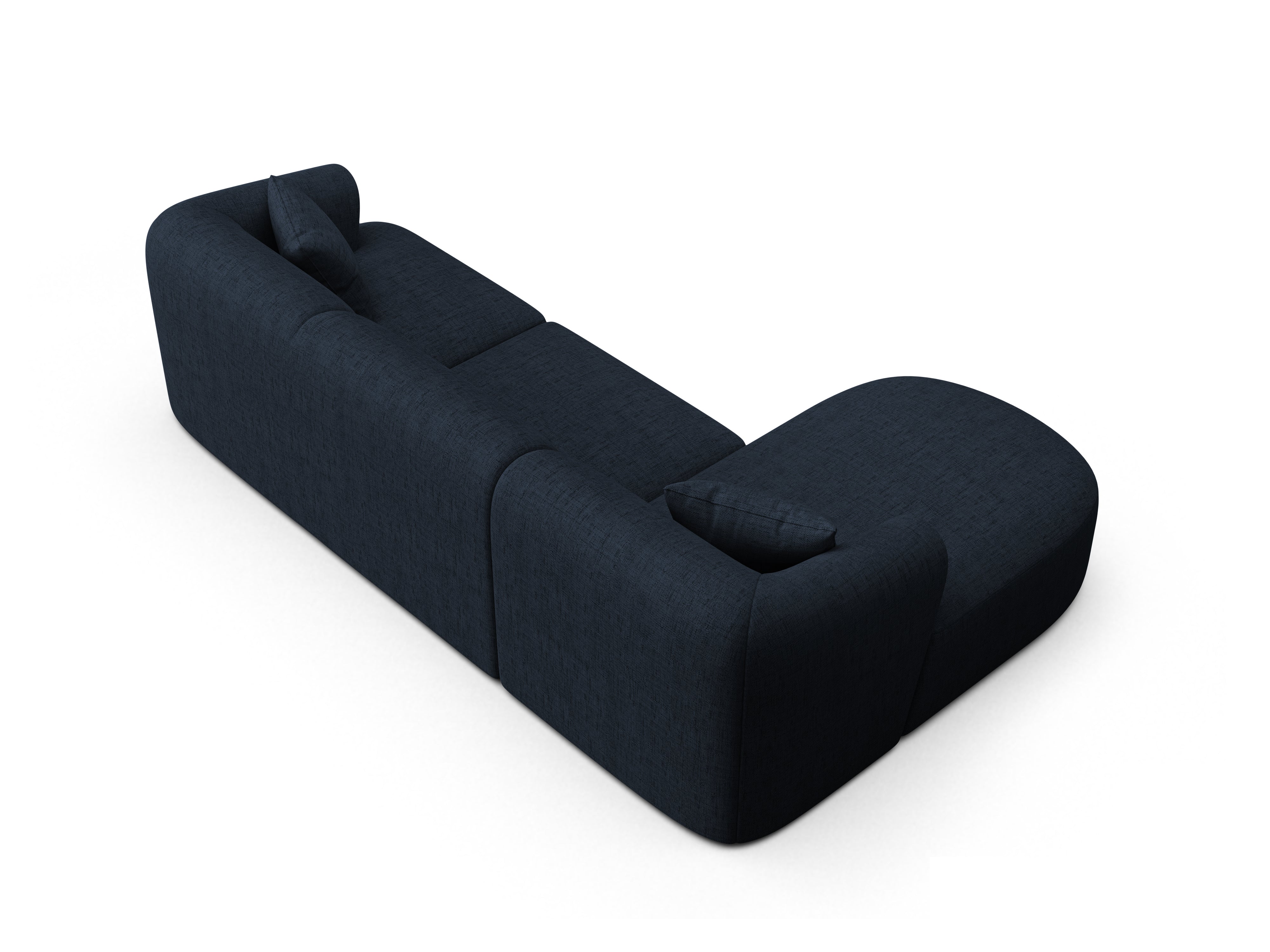 Left-sided 4-seater sofa CAMPI blue chenille