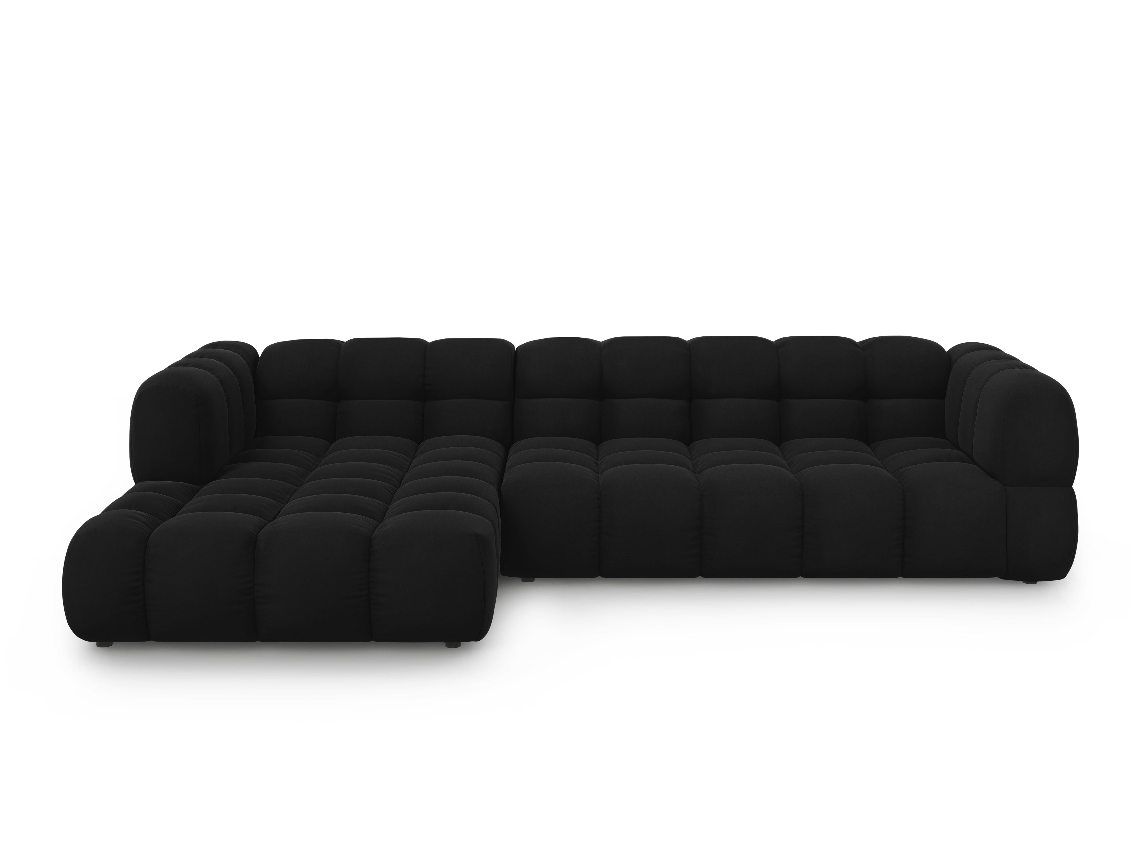 Narożnik aksamitny lewostronny 4-osobowy SKY czarny Cosmopolitan Design Eye on Design
