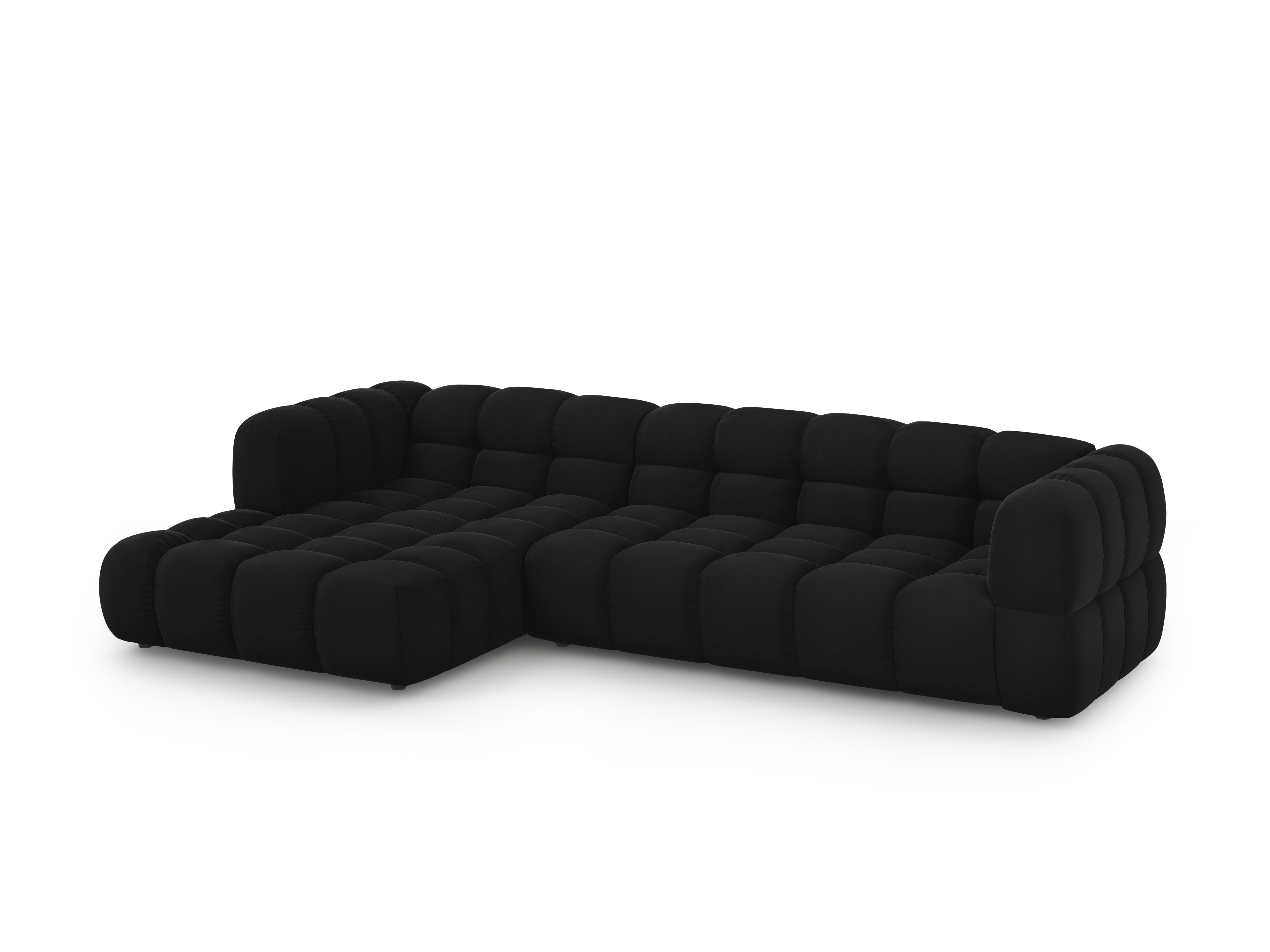 Narożnik aksamitny lewostronny 4-osobowy SKY czarny Cosmopolitan Design Eye on Design
