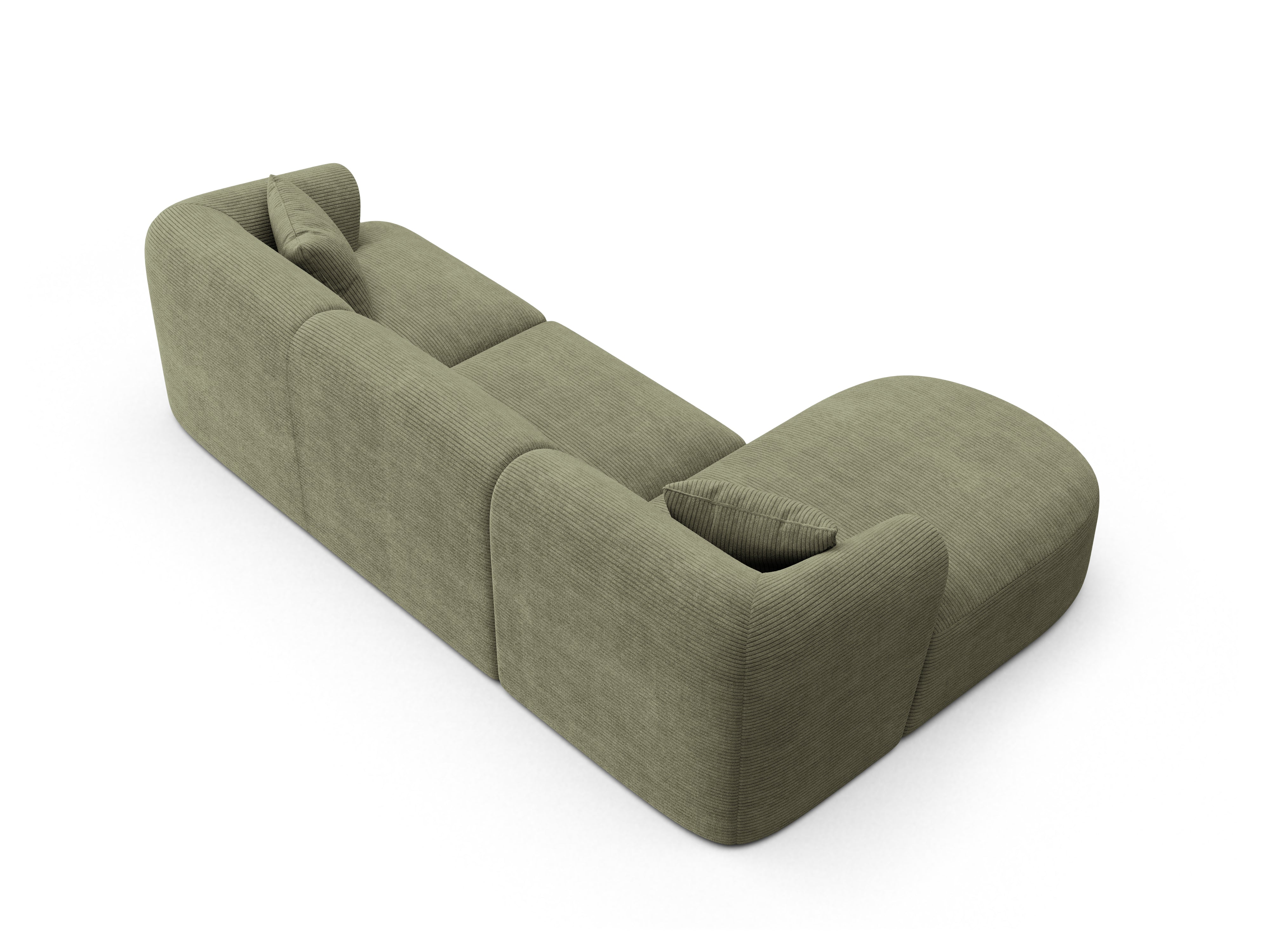 Left-sided 4-seater sofa CAMPI green corduroy