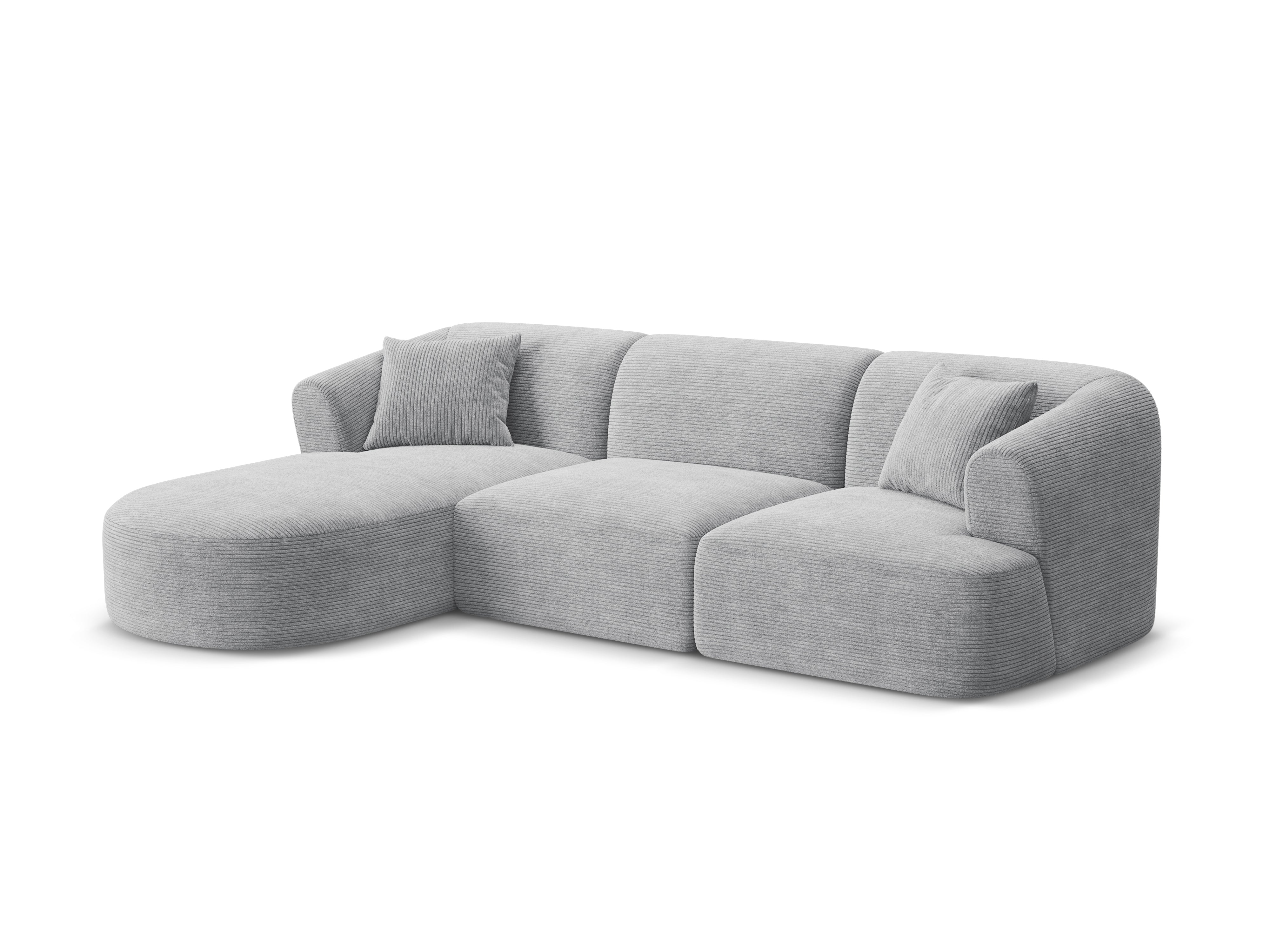 Left-sided 4-seater sofa CAMPI light gray corduroy