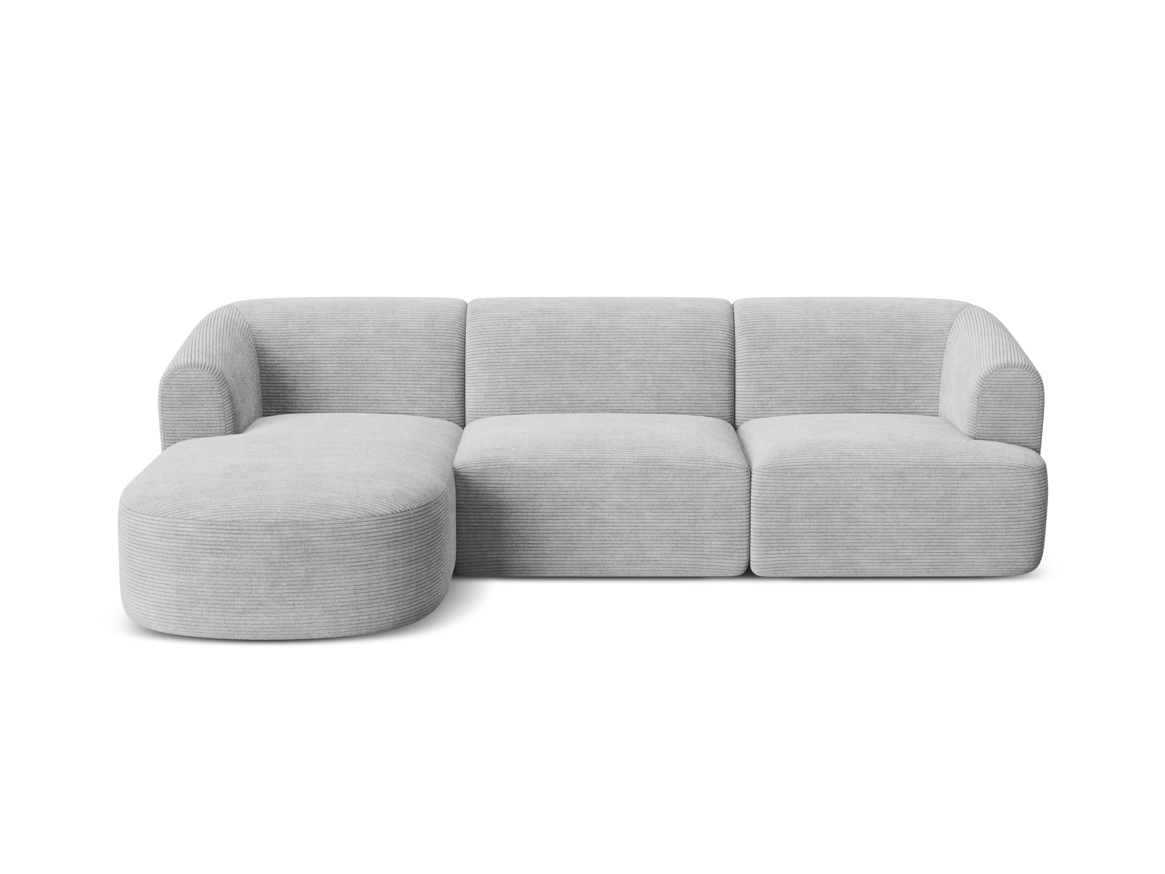 Left-sided 4-seater sofa CAMPI light gray corduroy