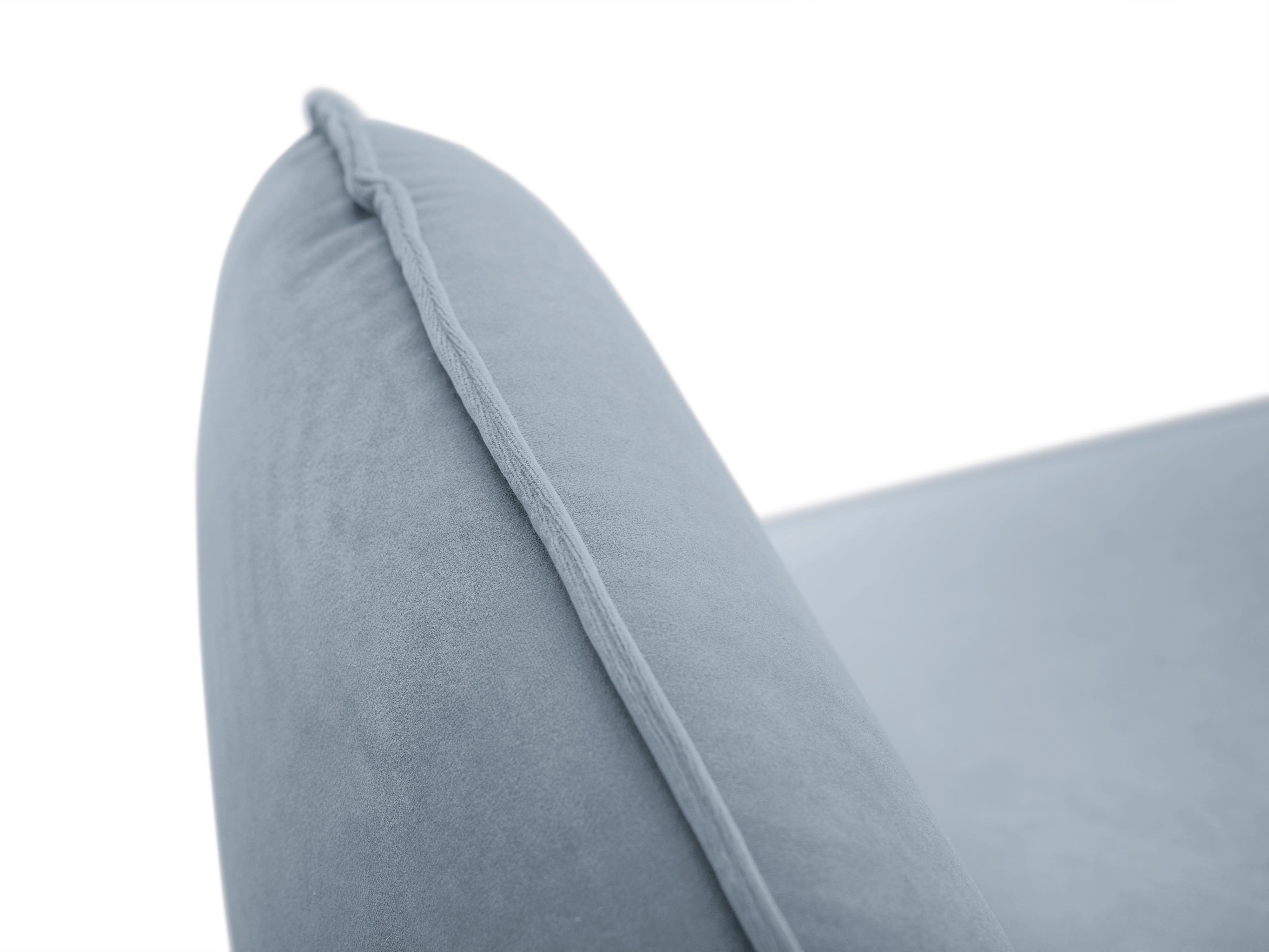 Sametový rohový gauč levostranný pro 5 osob VIENNA světle modrý se zlatou základnou