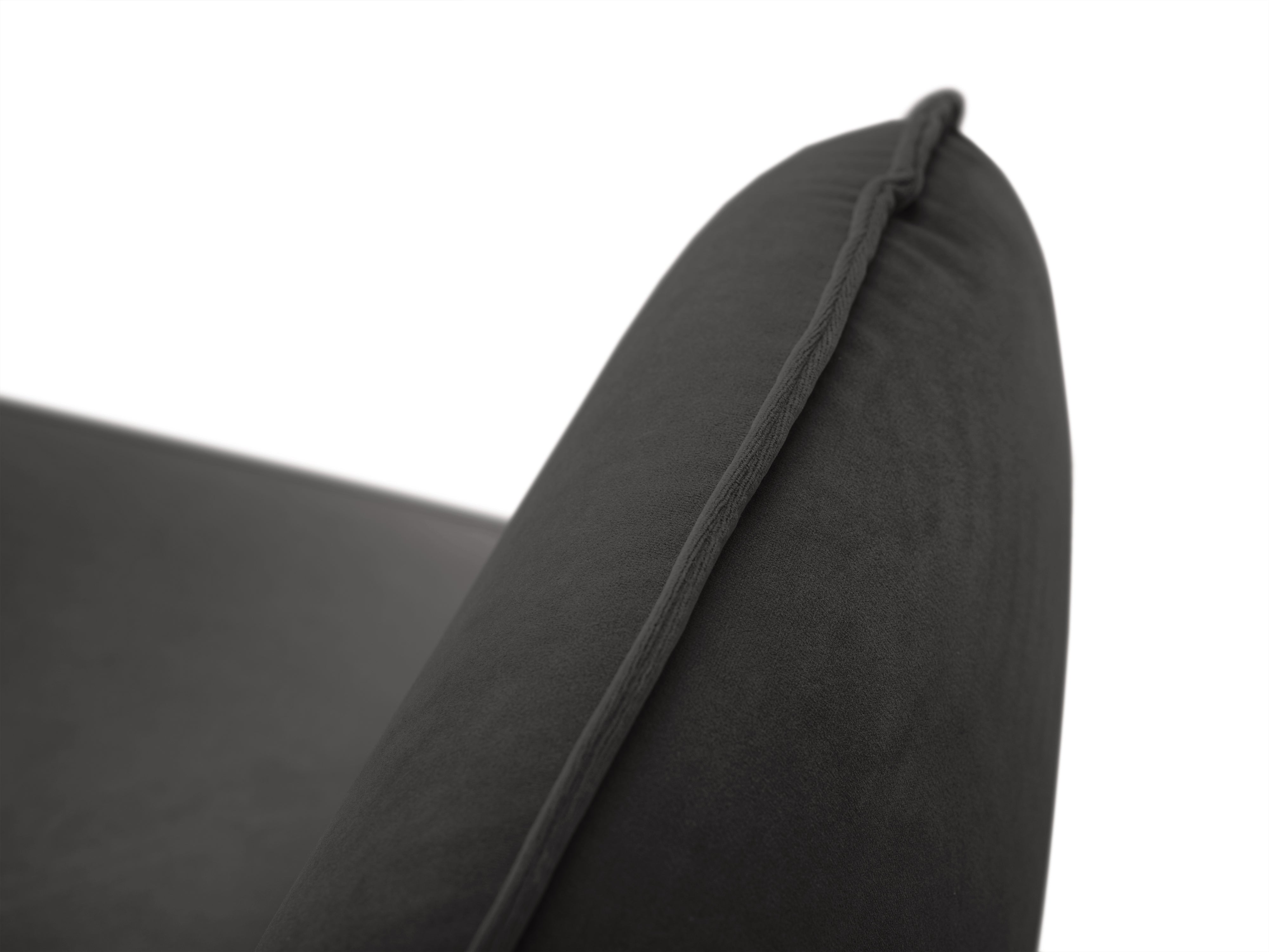 Velvet Corner Sofa for 6 People, Left Side VIENNA, Dark Gray with Gold Base