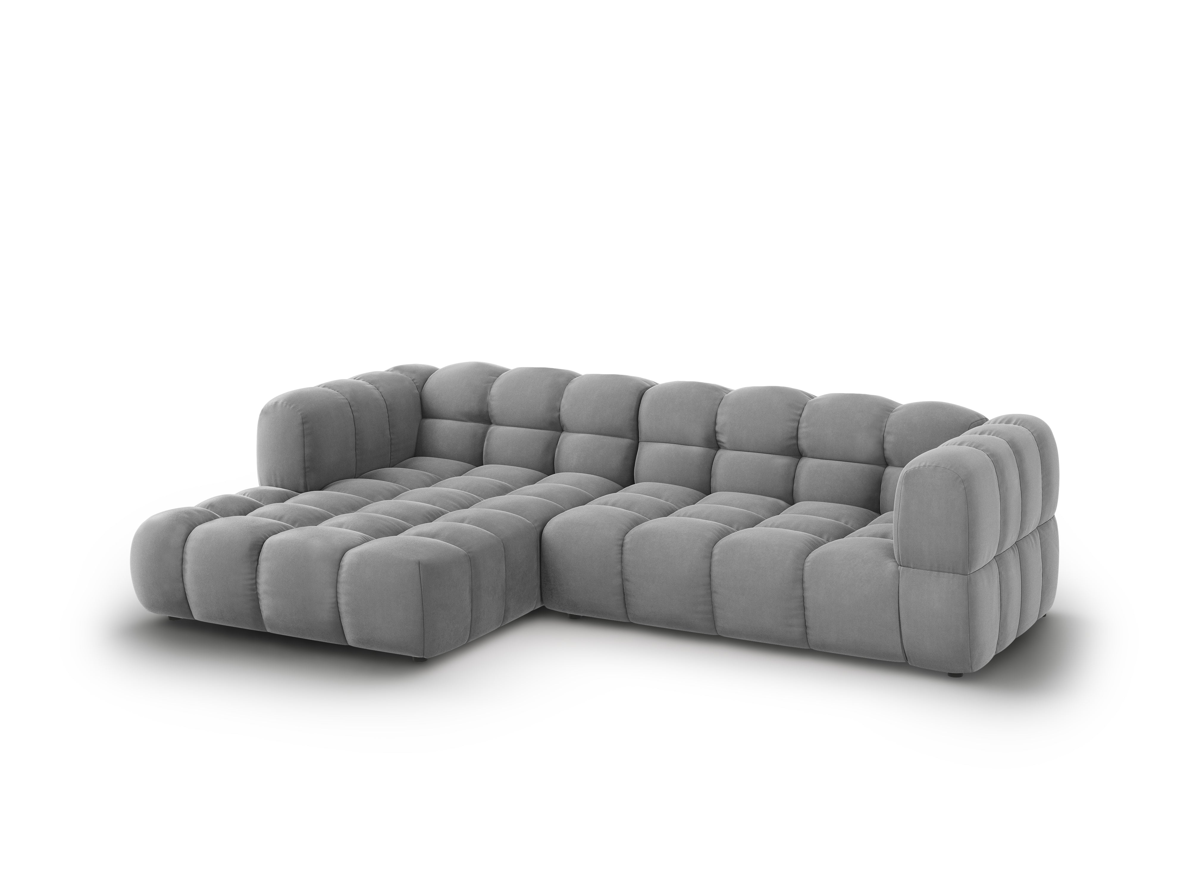 Narożnik aksamitny lewostronny 3,5-osobowy SKY jasnoszary Cosmopolitan Design Eye on Design