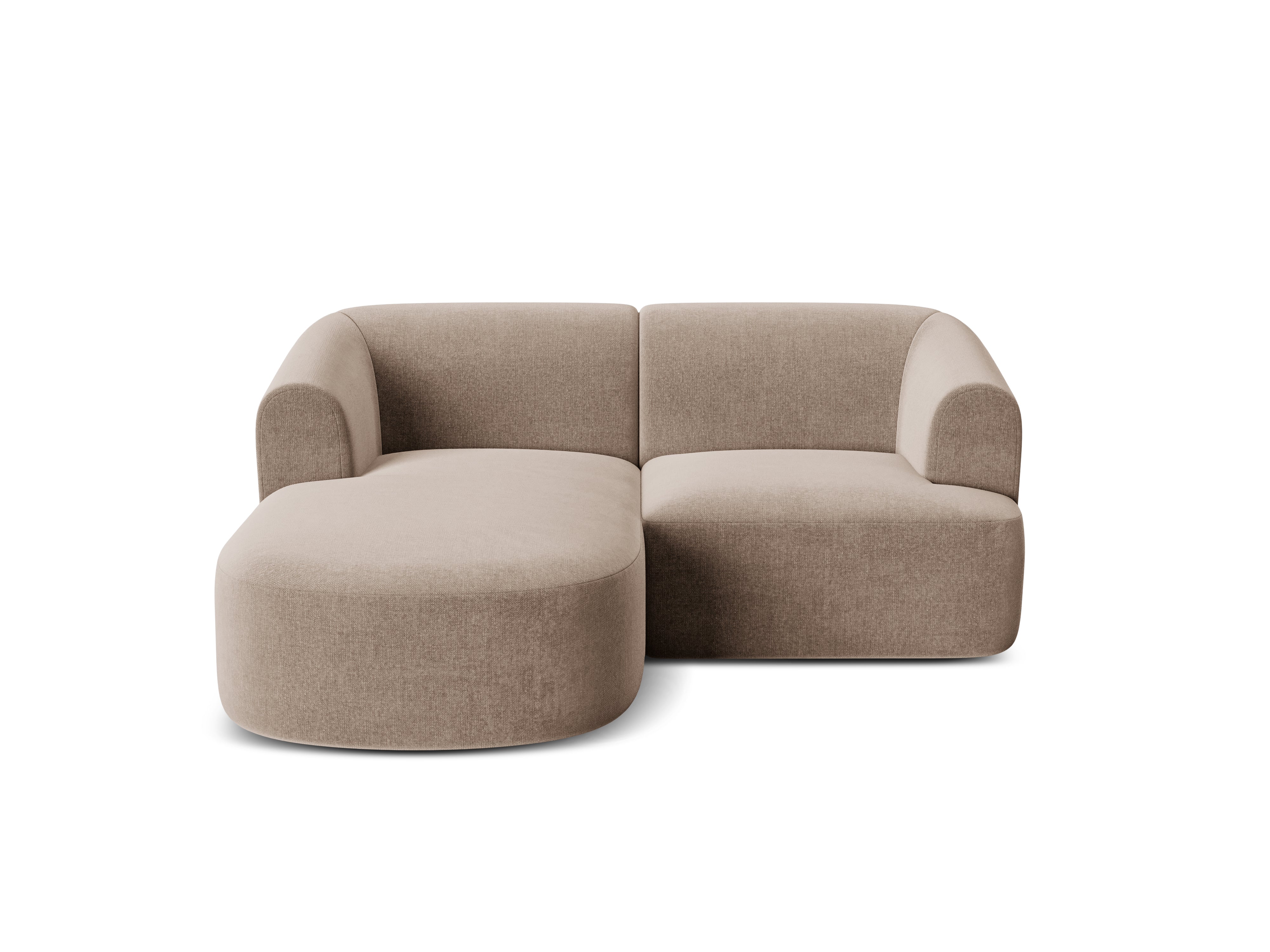 Left-facing velvet corner sofa for 3 people CAMPI dark beige