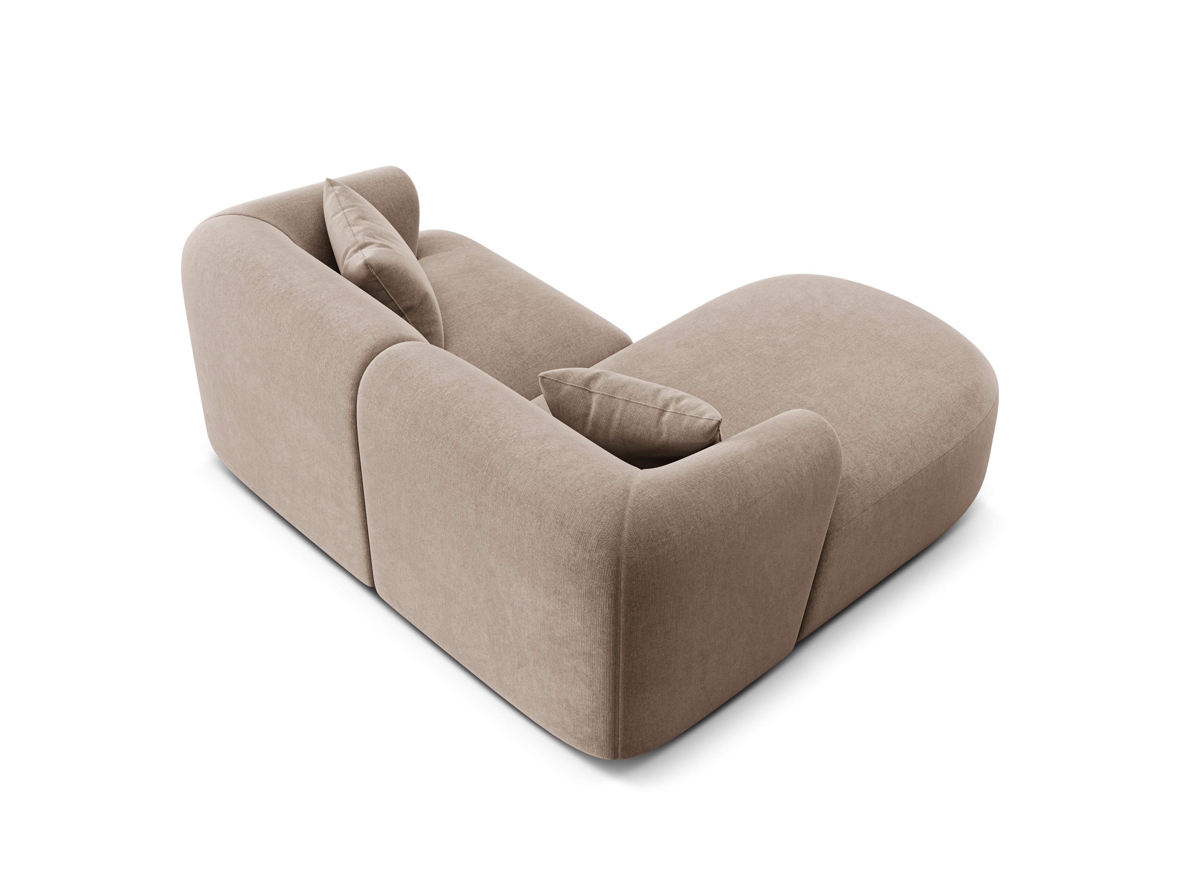 Left-facing velvet corner sofa for 3 people CAMPI dark beige