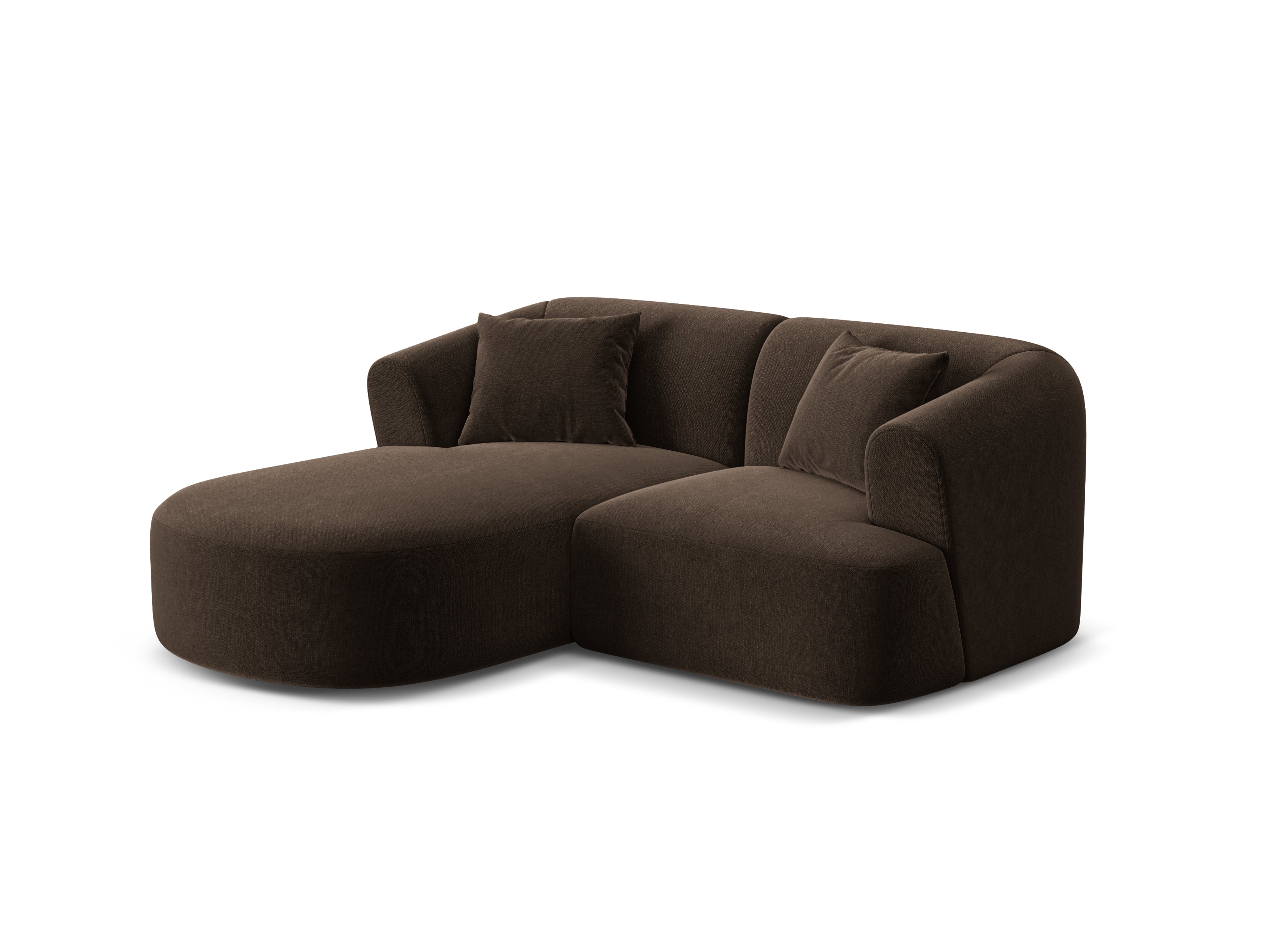 Left-facing velvet corner sofa for 3 people CAMPI chocolate