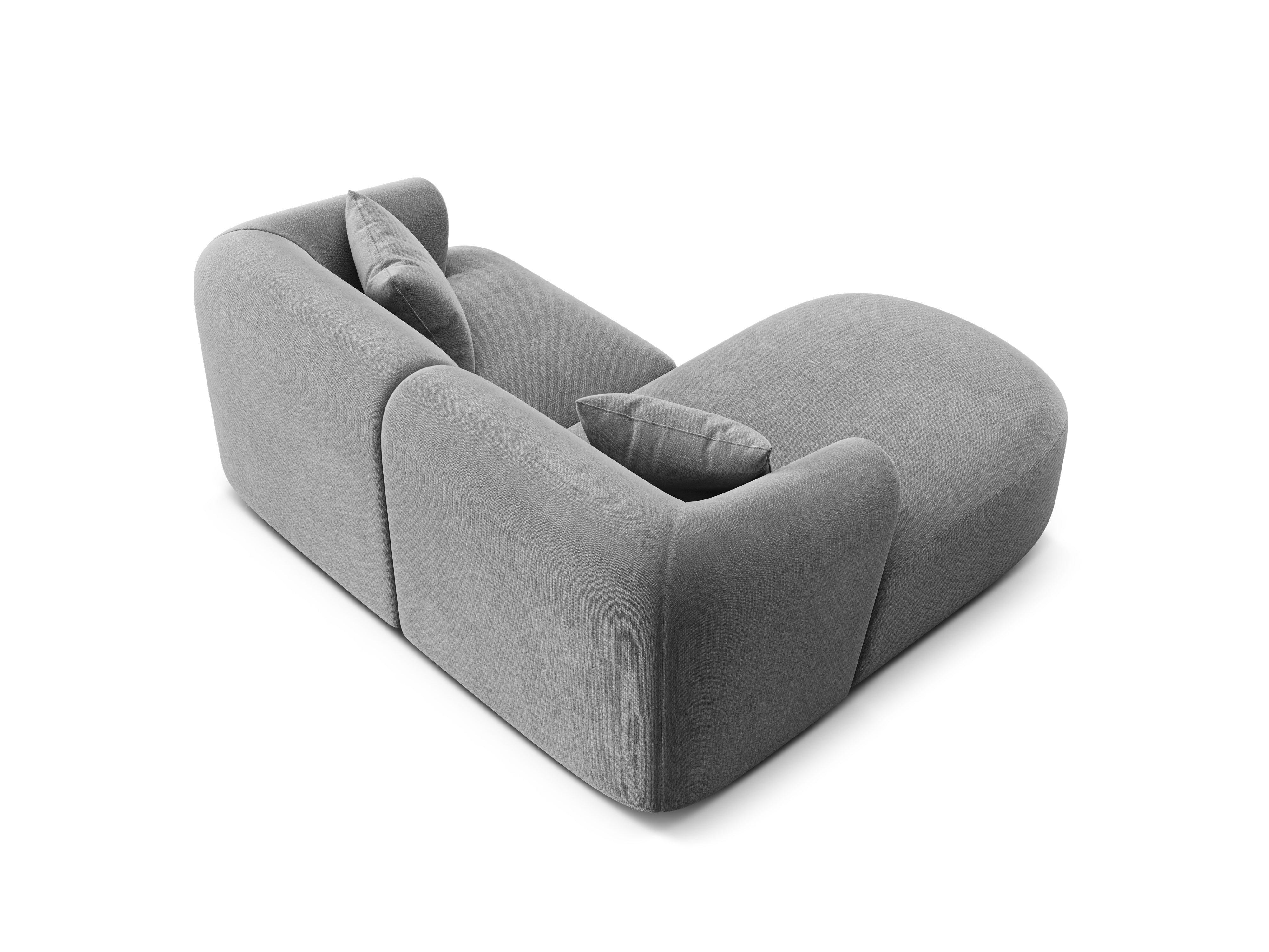 Gray left-facing velvet 3-seater sofa CAMPI