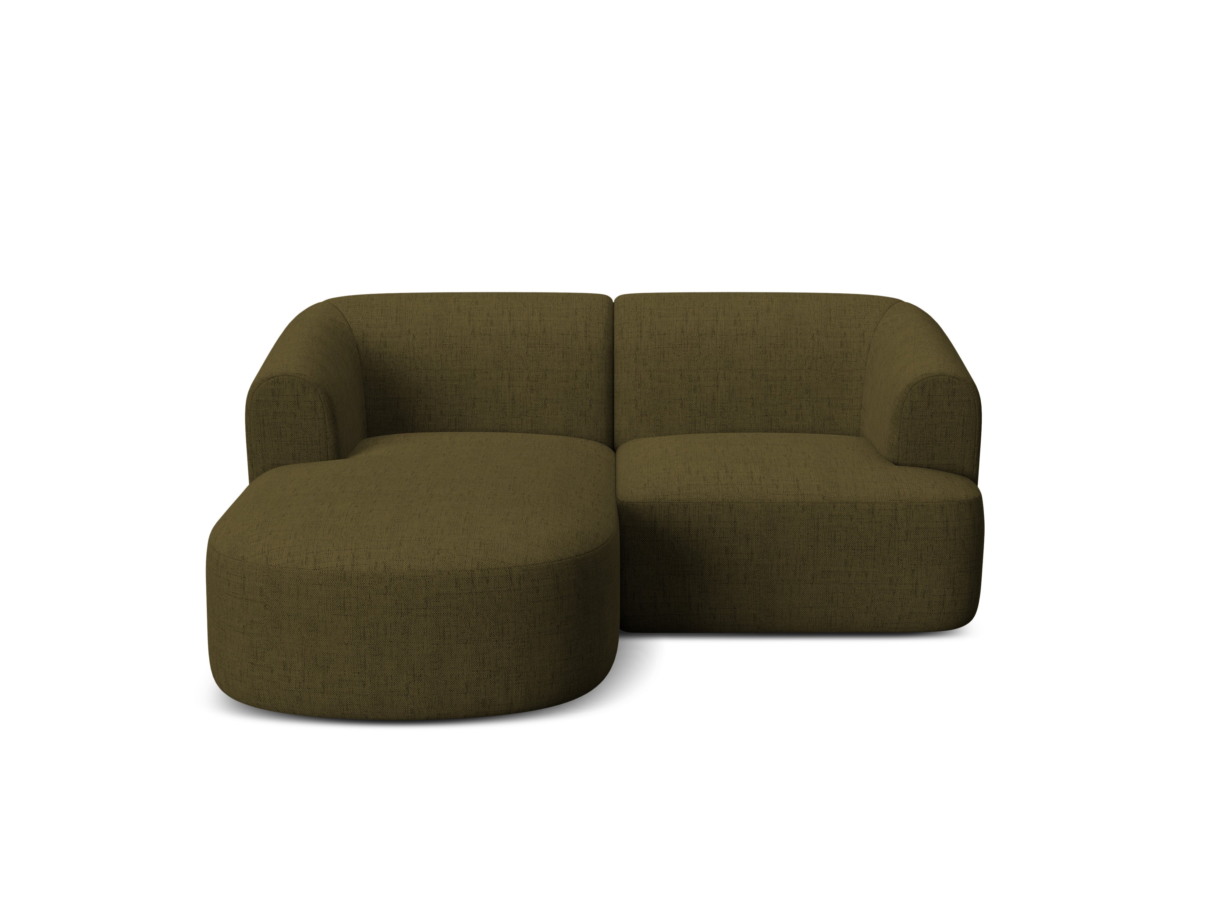 Left-facing 3-seater sofa CAMPI green chenille