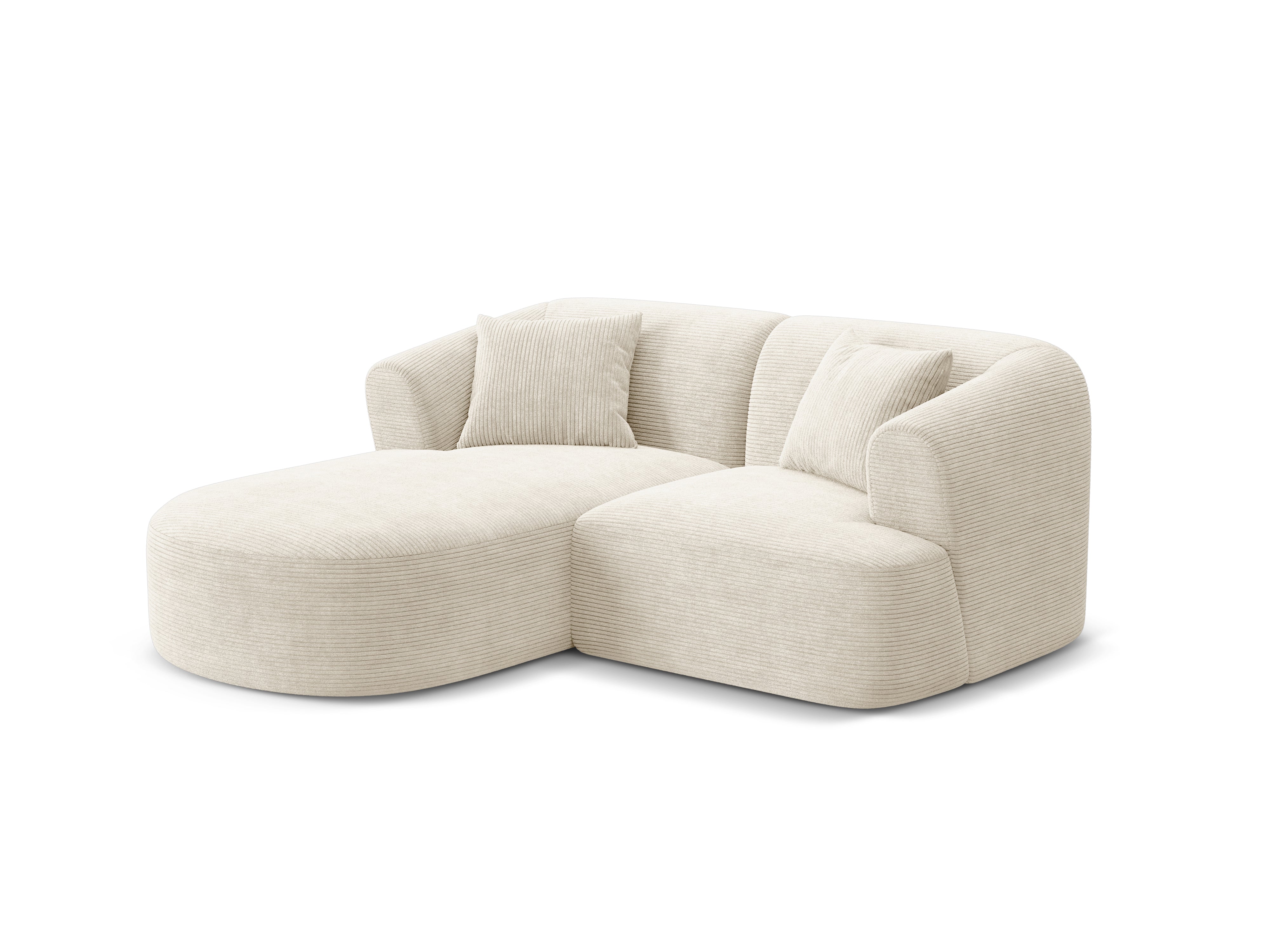 Left-sided 3-seater sofa CAMPI cream corduroy