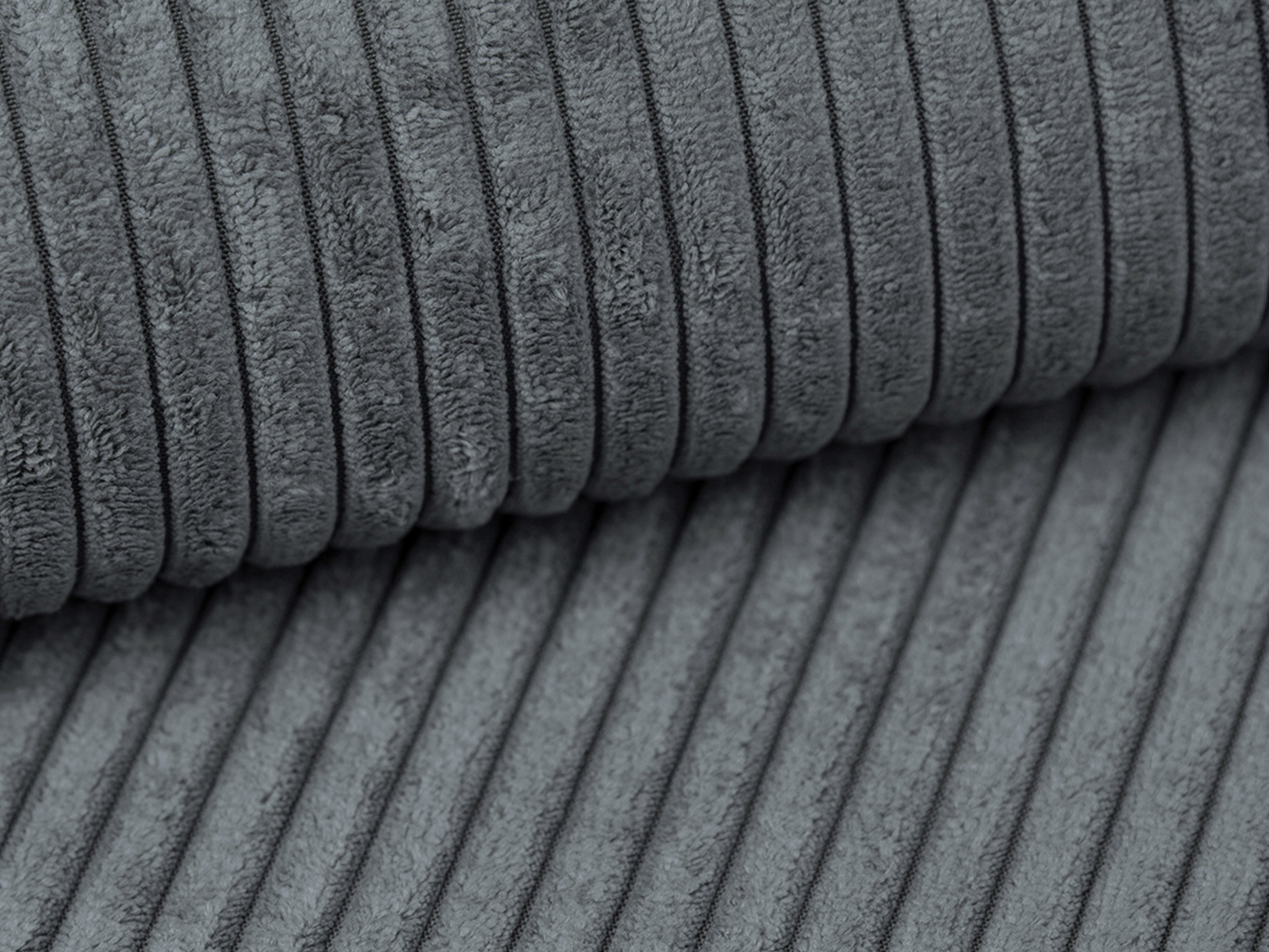 Left-facing 3-seater sofa CAMPI gray corduroy