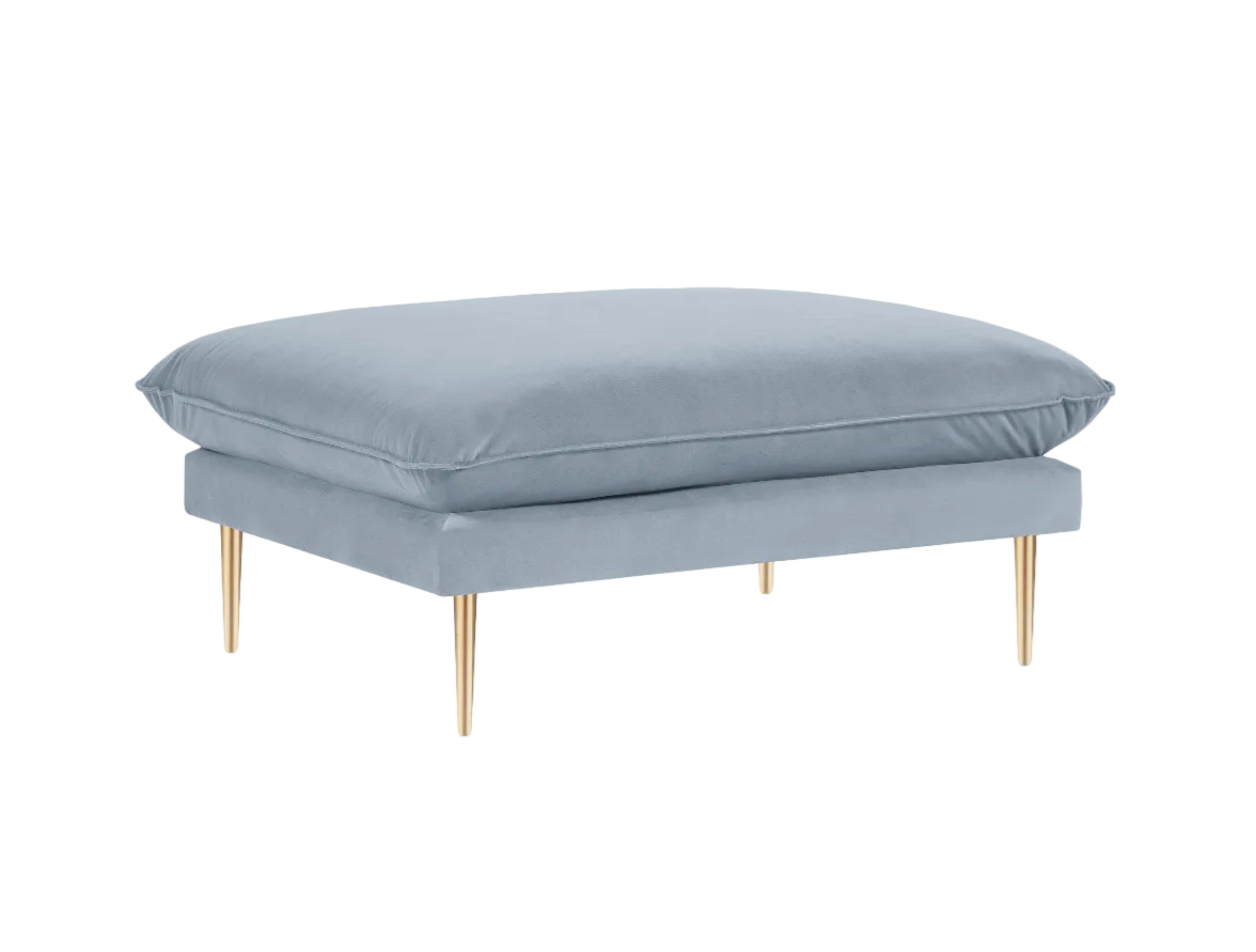 Velvet Pouf VIENNA Light Blue with Gold Base