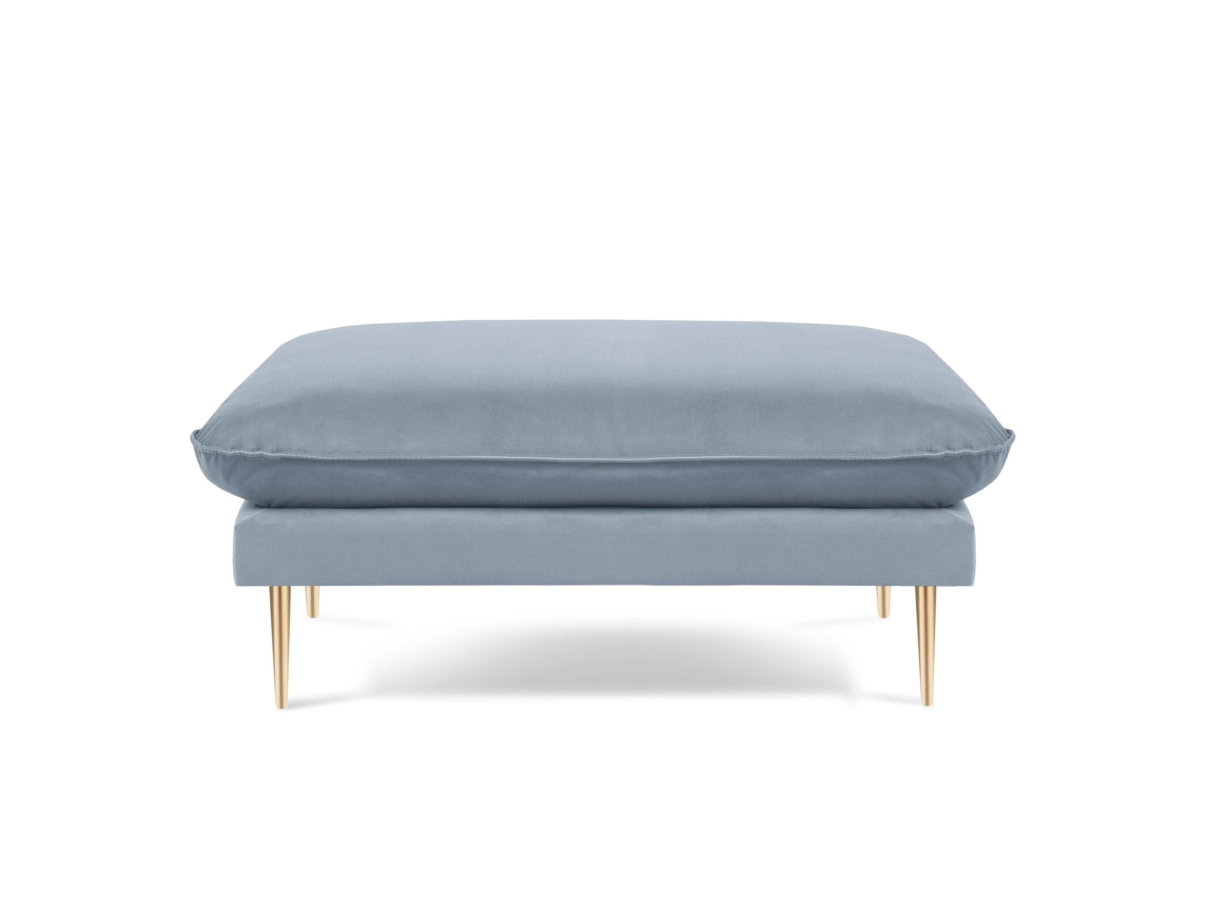 Velvet Pouf VIENNA Light Blue with Gold Base