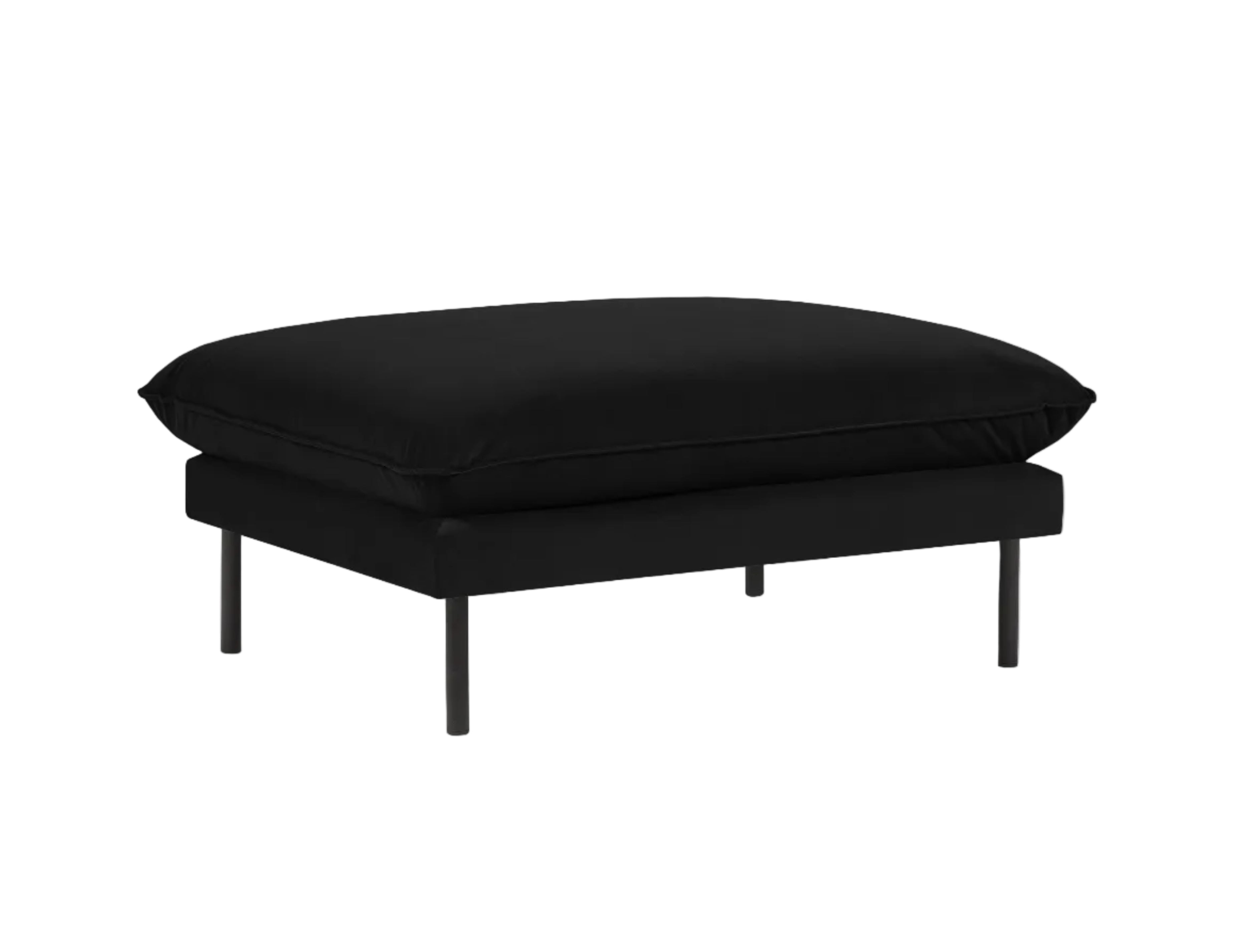 Velvet Pouf VIENNA Black with Black Base