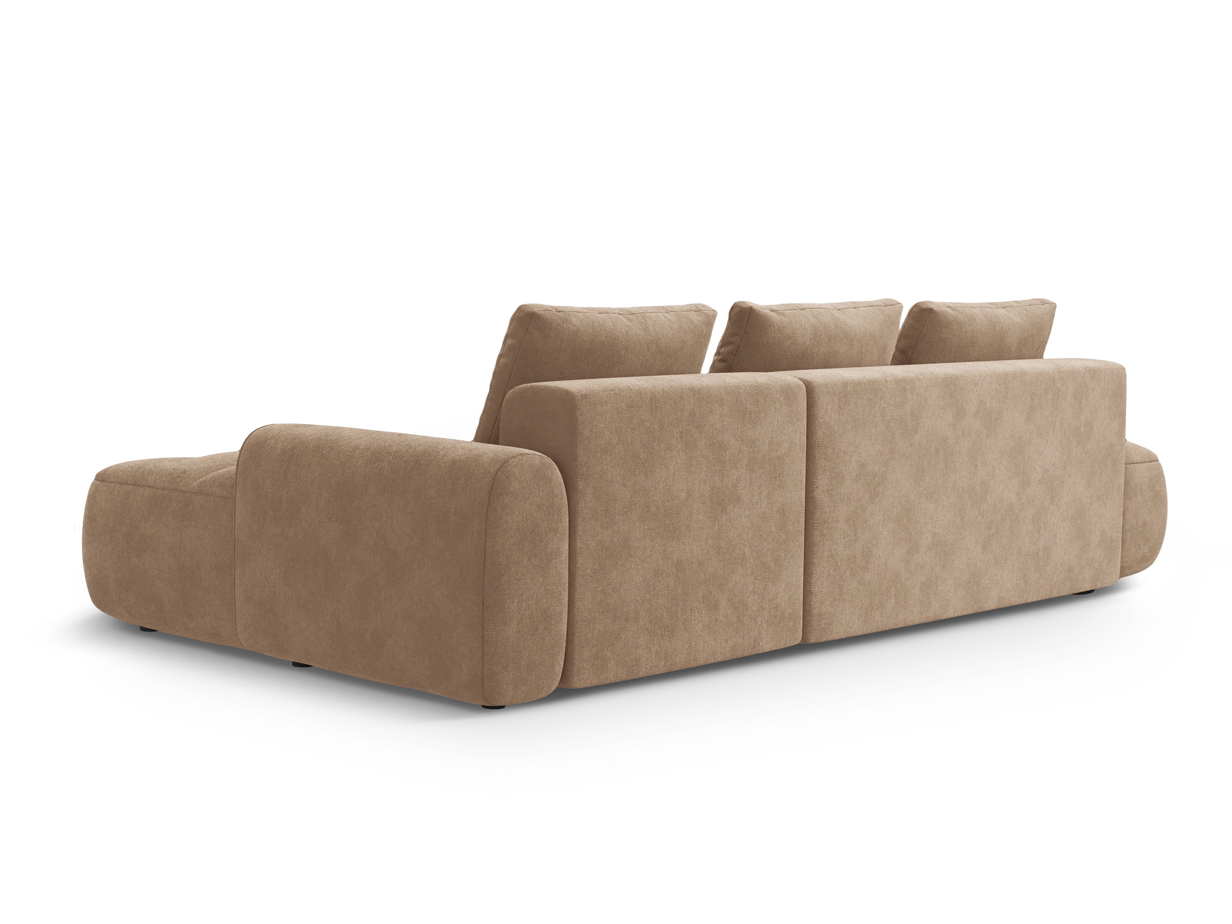 Right-facing velvet corner sofa bed for 3 people LINZ dark beige