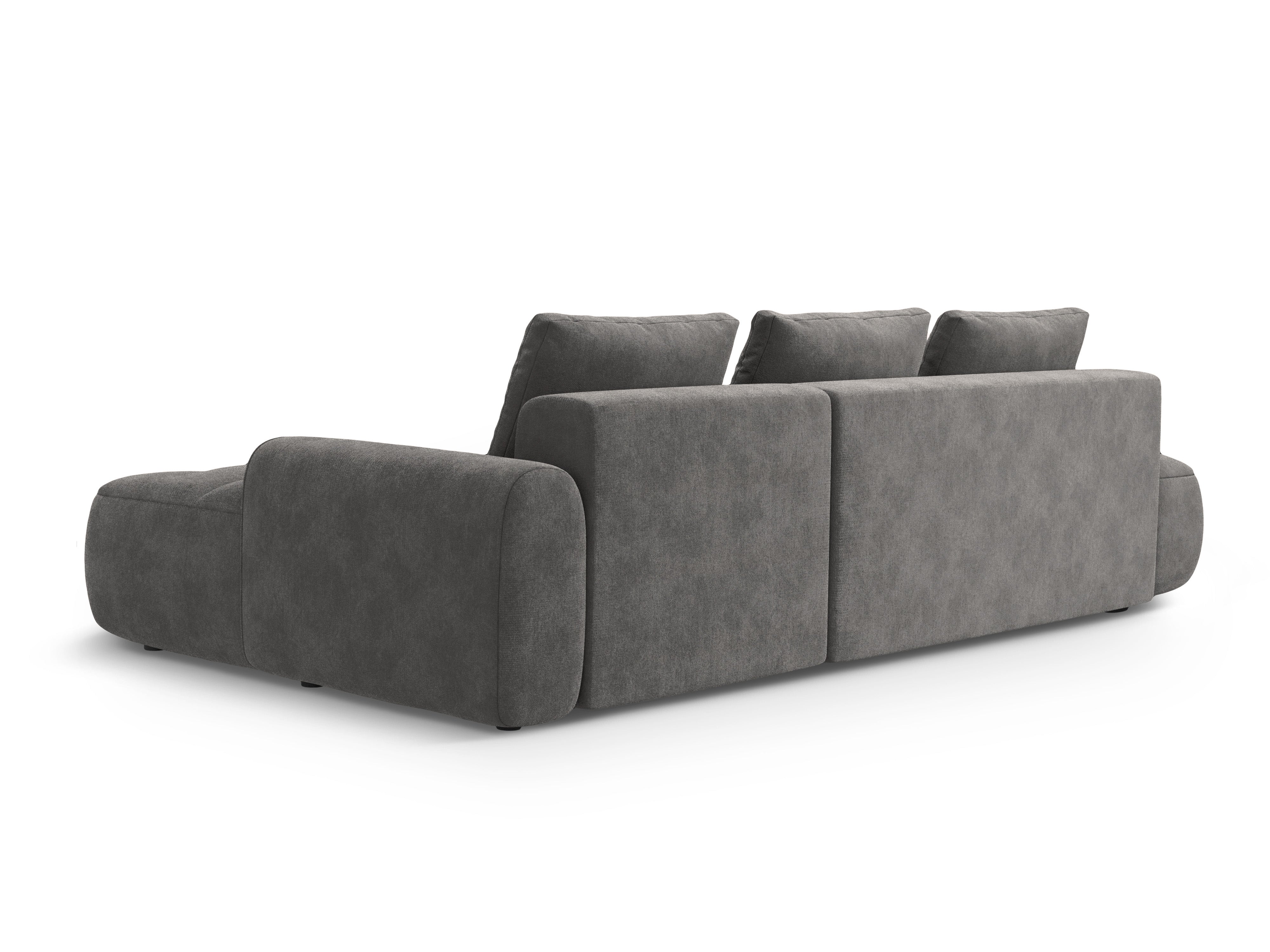 Right-facing velvet corner sofa bed for 3 people LINZ dark gray