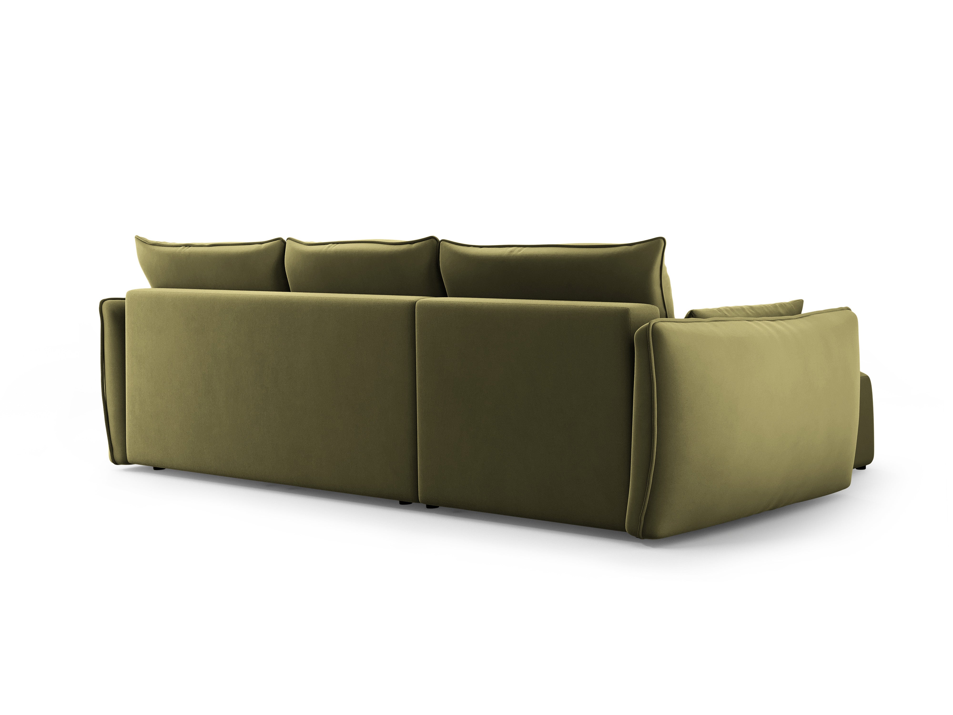 Right-facing velvet corner sofa with sleeping function MATERA olive