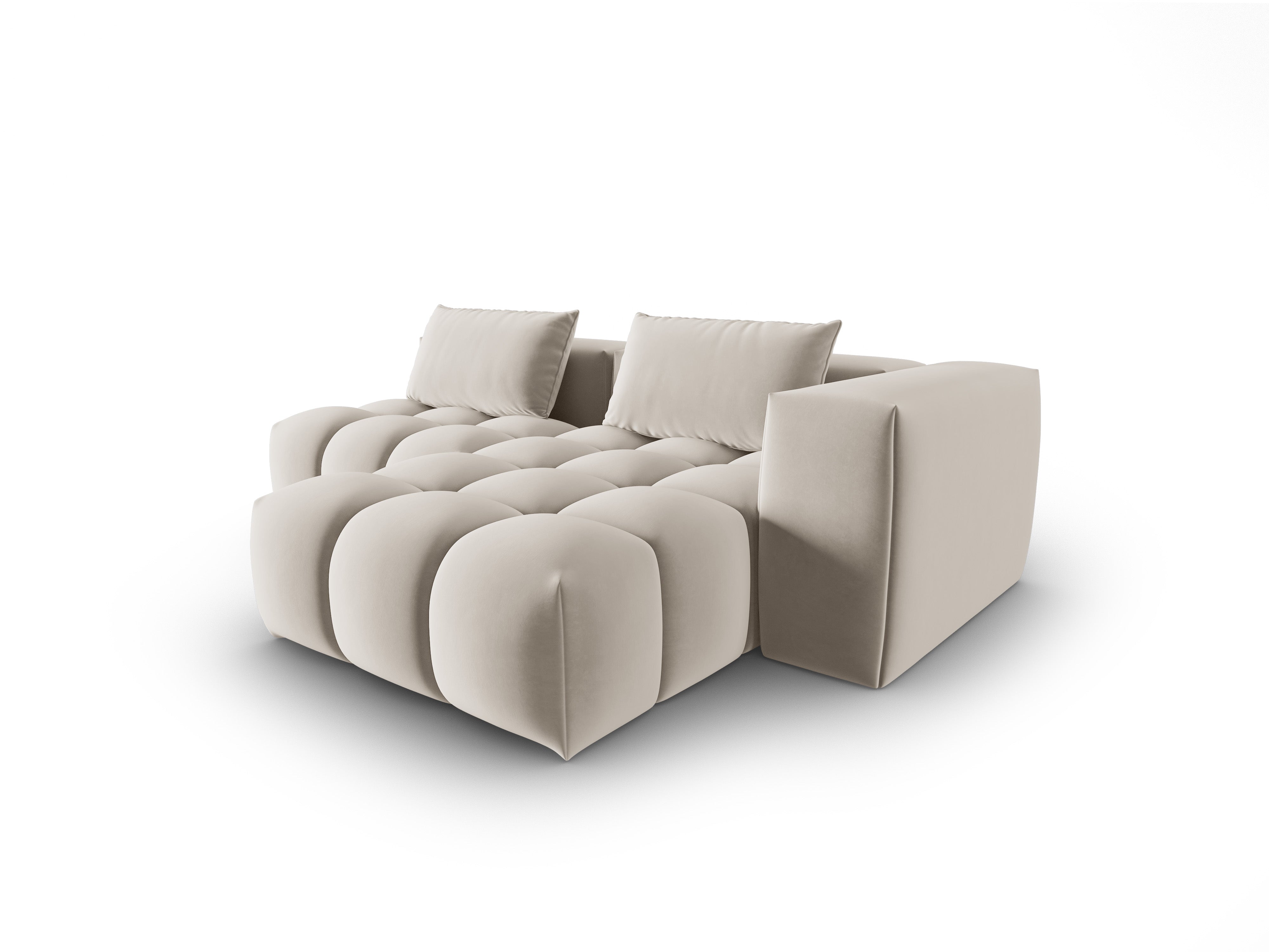 Velvet Corner Sofa for 3 People Right-Hand Open VERONA Ecru