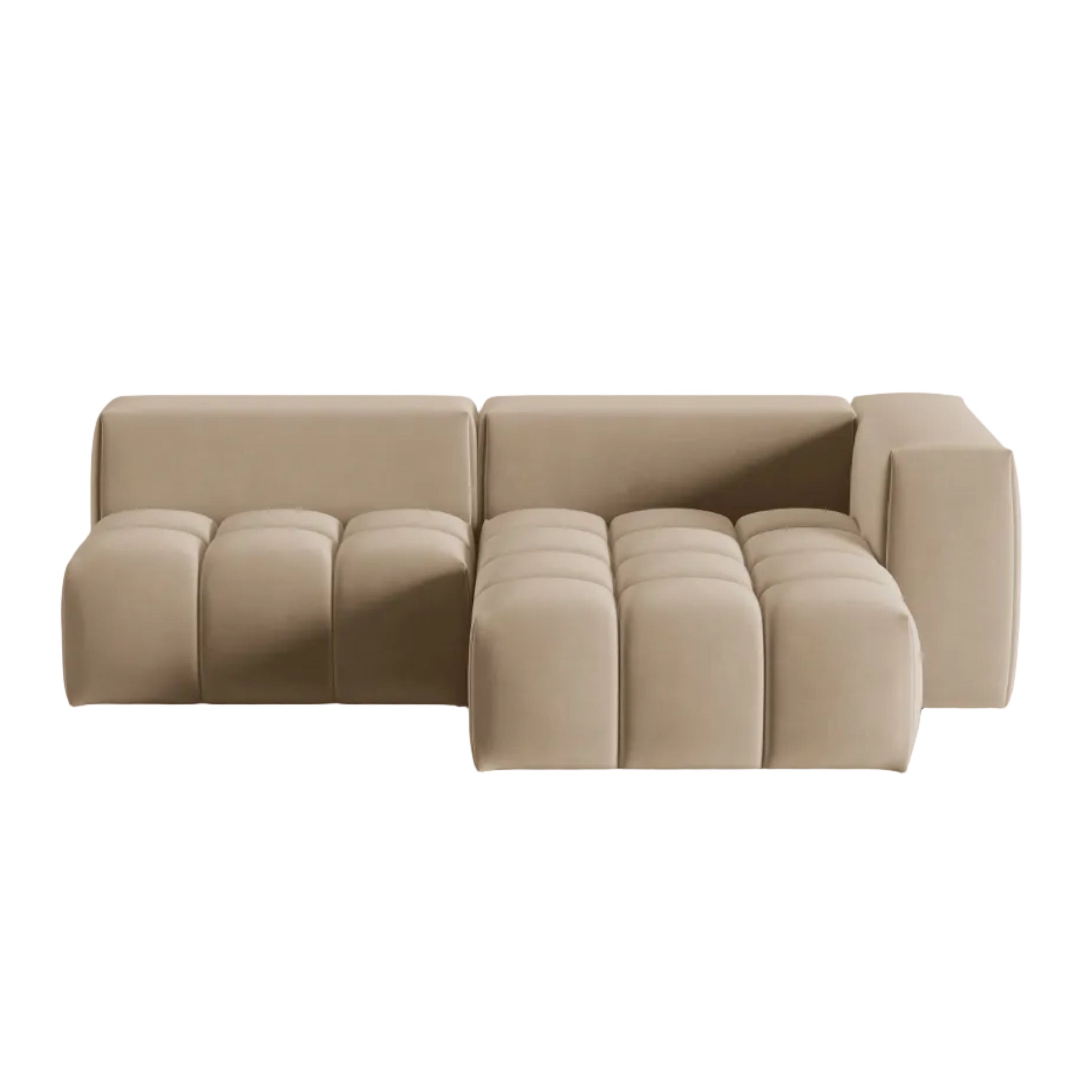 Velvet Corner Sofa for 3 People Right-Hand Open VERONA Sand