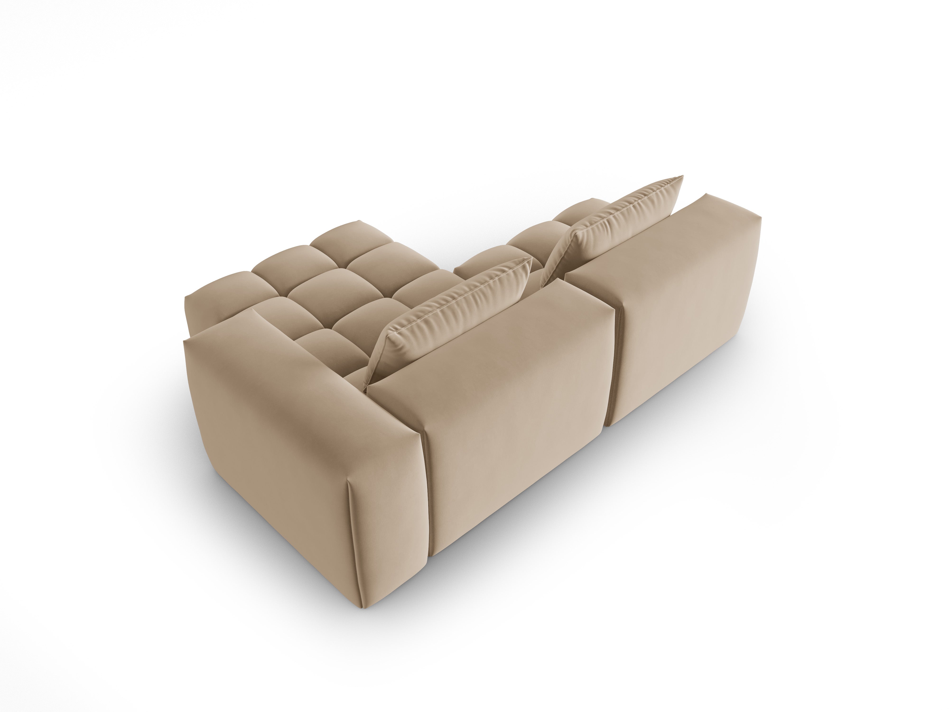 Velvet Corner Sofa for 3 People Right-Hand Open VERONA Sand