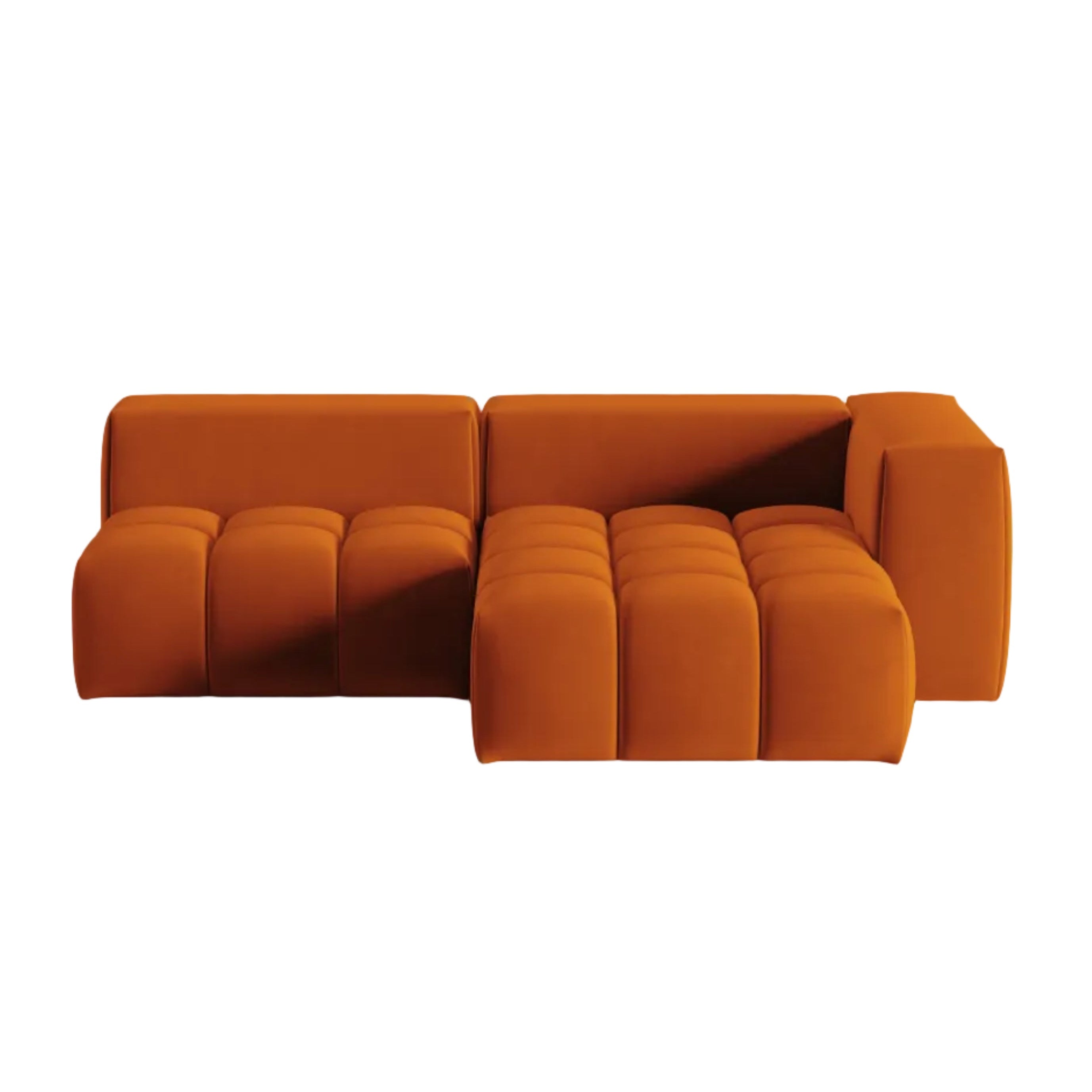 Velvet Corner Sofa for 3 People Right-Hand Open VERONA Brick Red