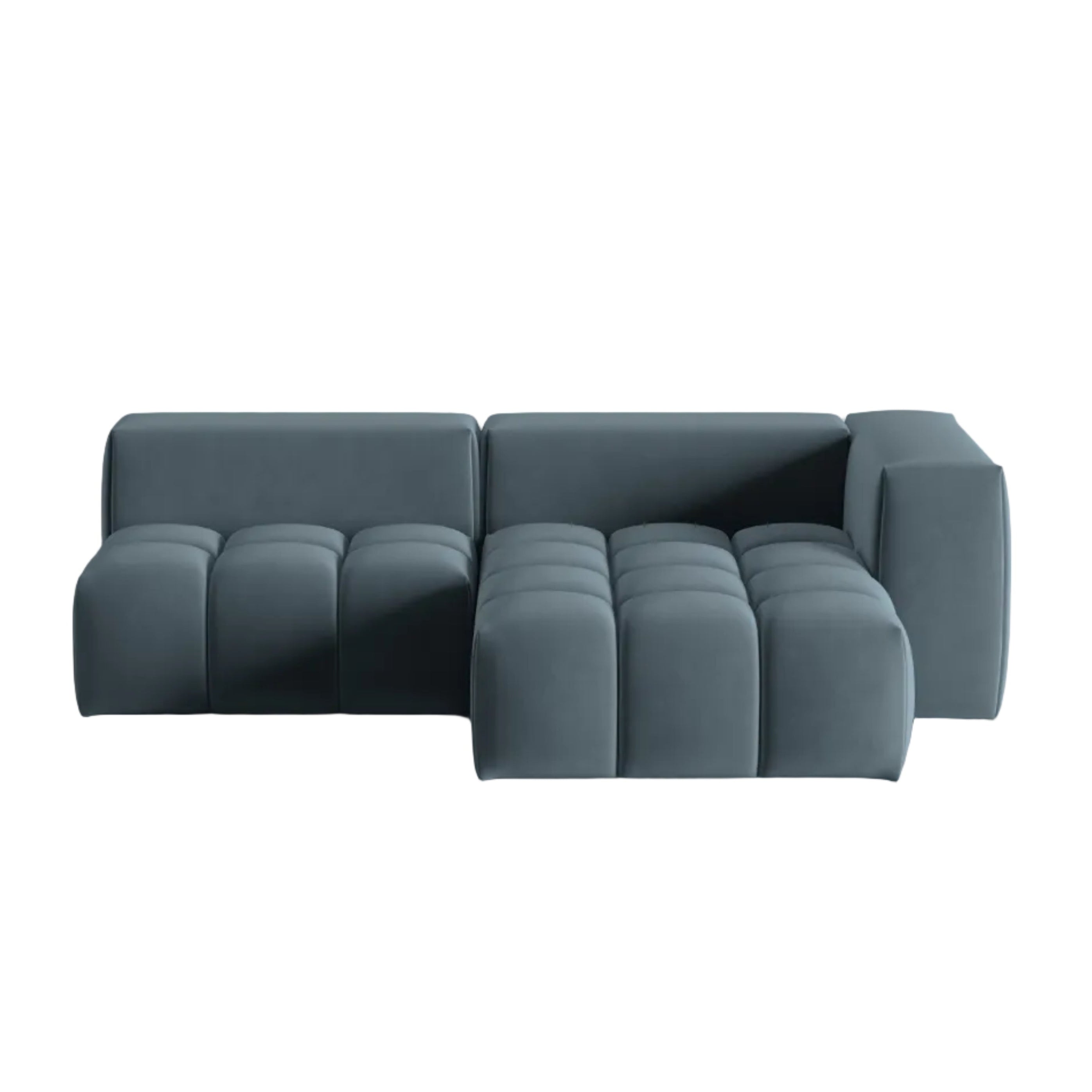 Velvet Corner Sofa for 3 People Right-Hand Open VERONA Blue