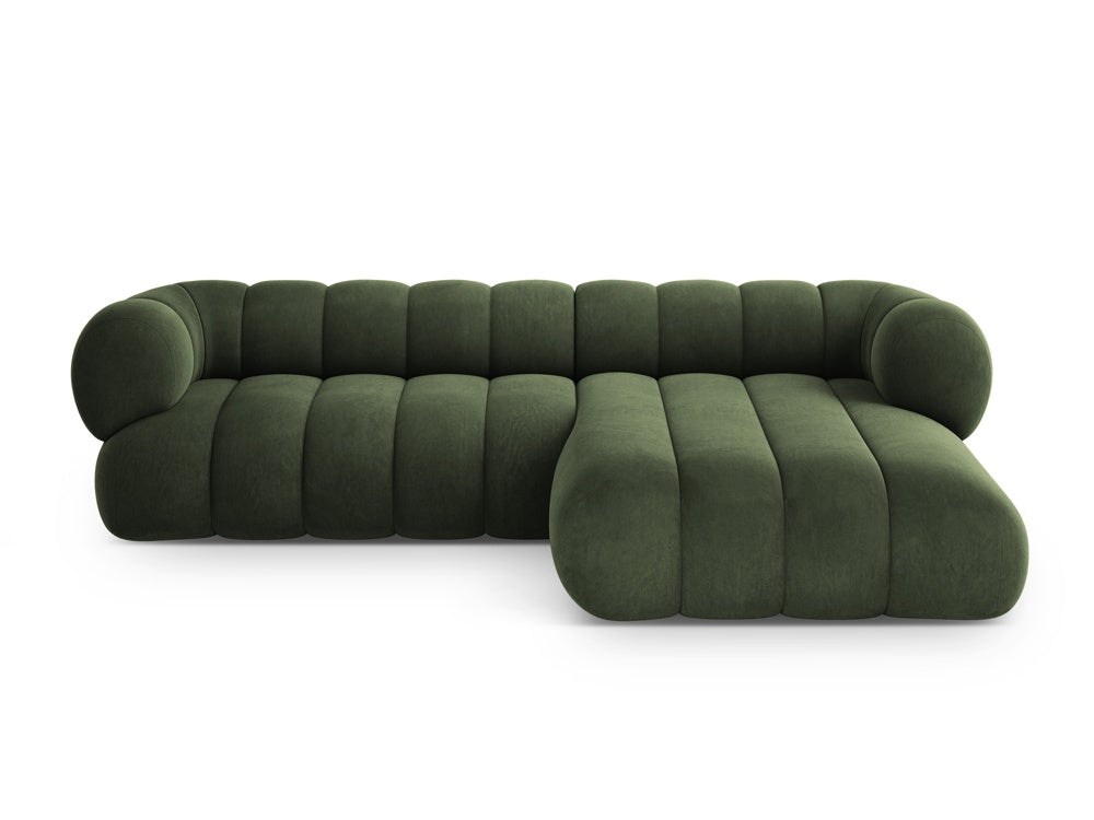 Green right-facing 5-seater velvet corner sofa KOGE