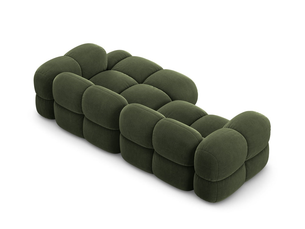 Velvet corner sofa for three people, right-facing LORETTO in green