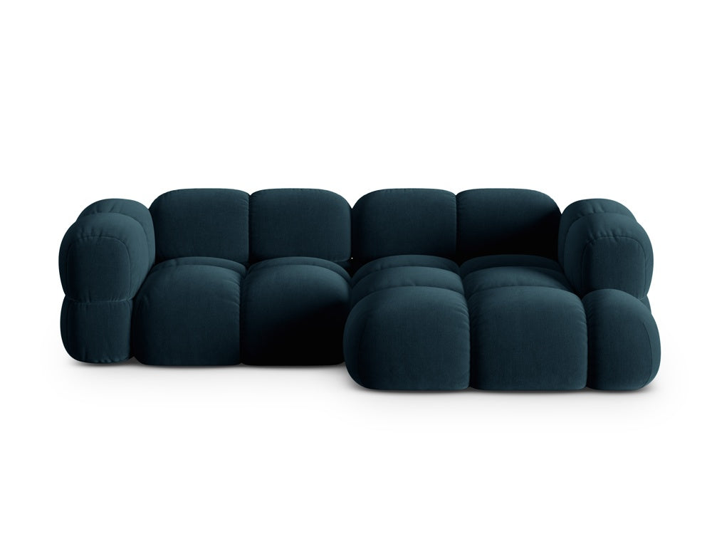 Velvet corner sofa for 3 people right-sided LORETTO petrol