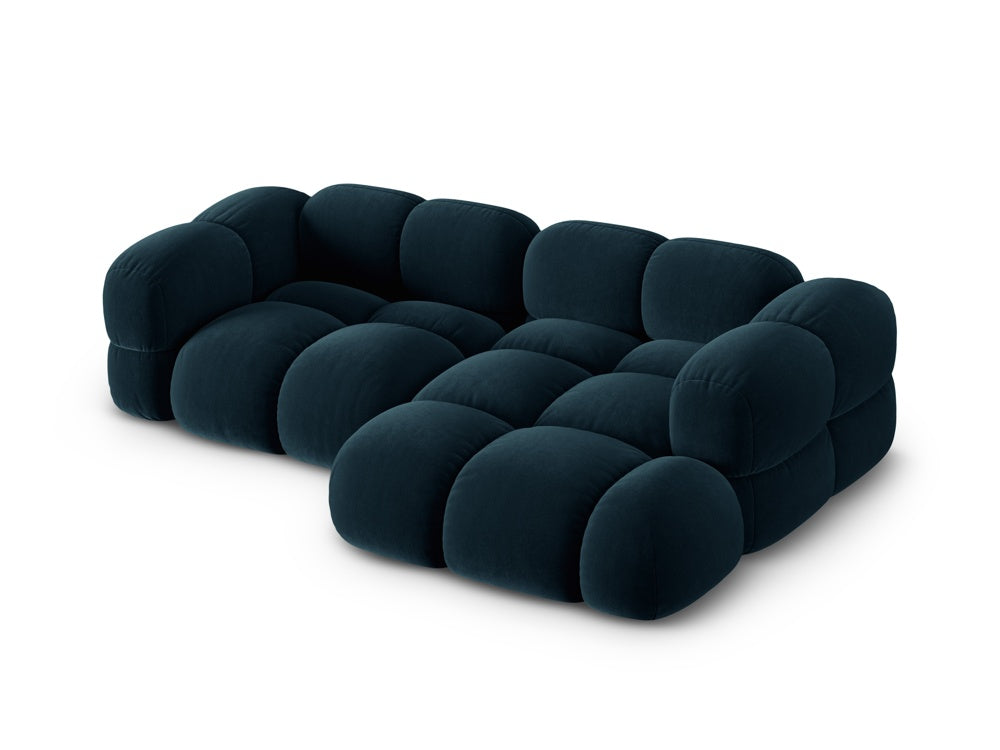 Velvet corner sofa for 3 people right-sided LORETTO petrol