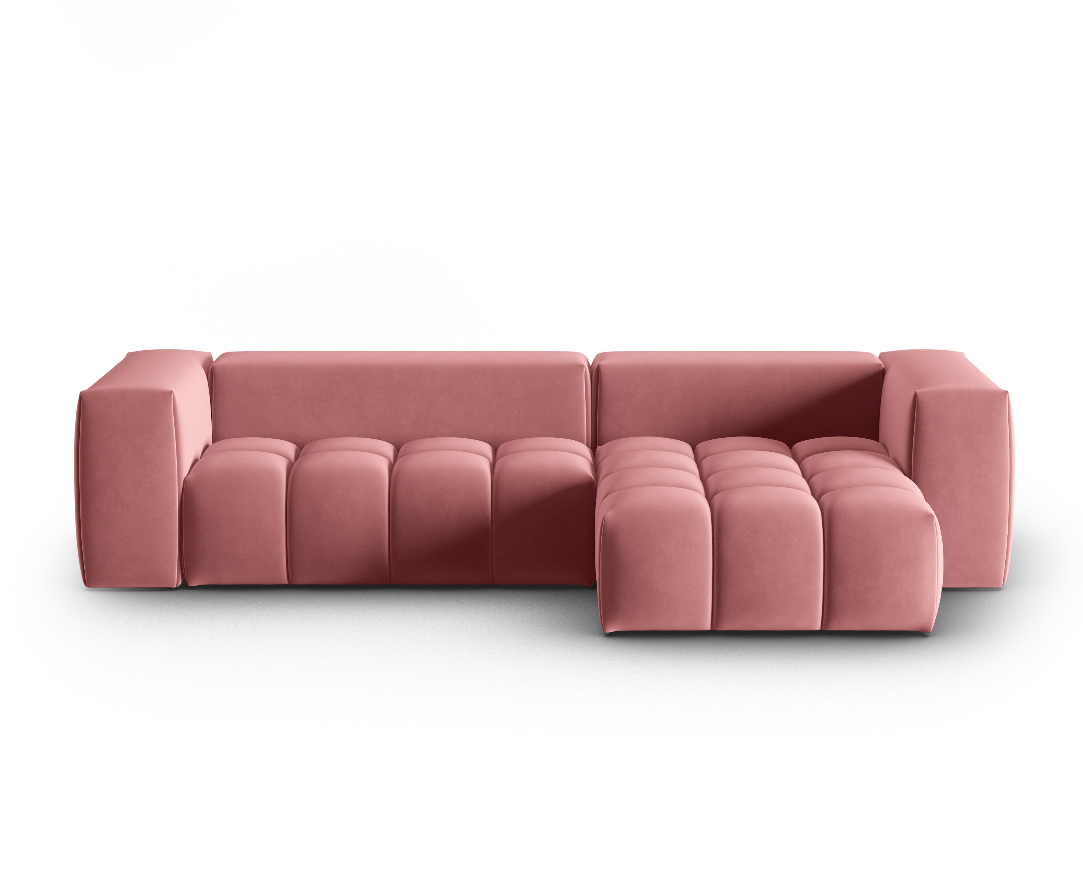 Narożnik aksamitny 3-osobowy prawostronny VERONA różowy flamingo
