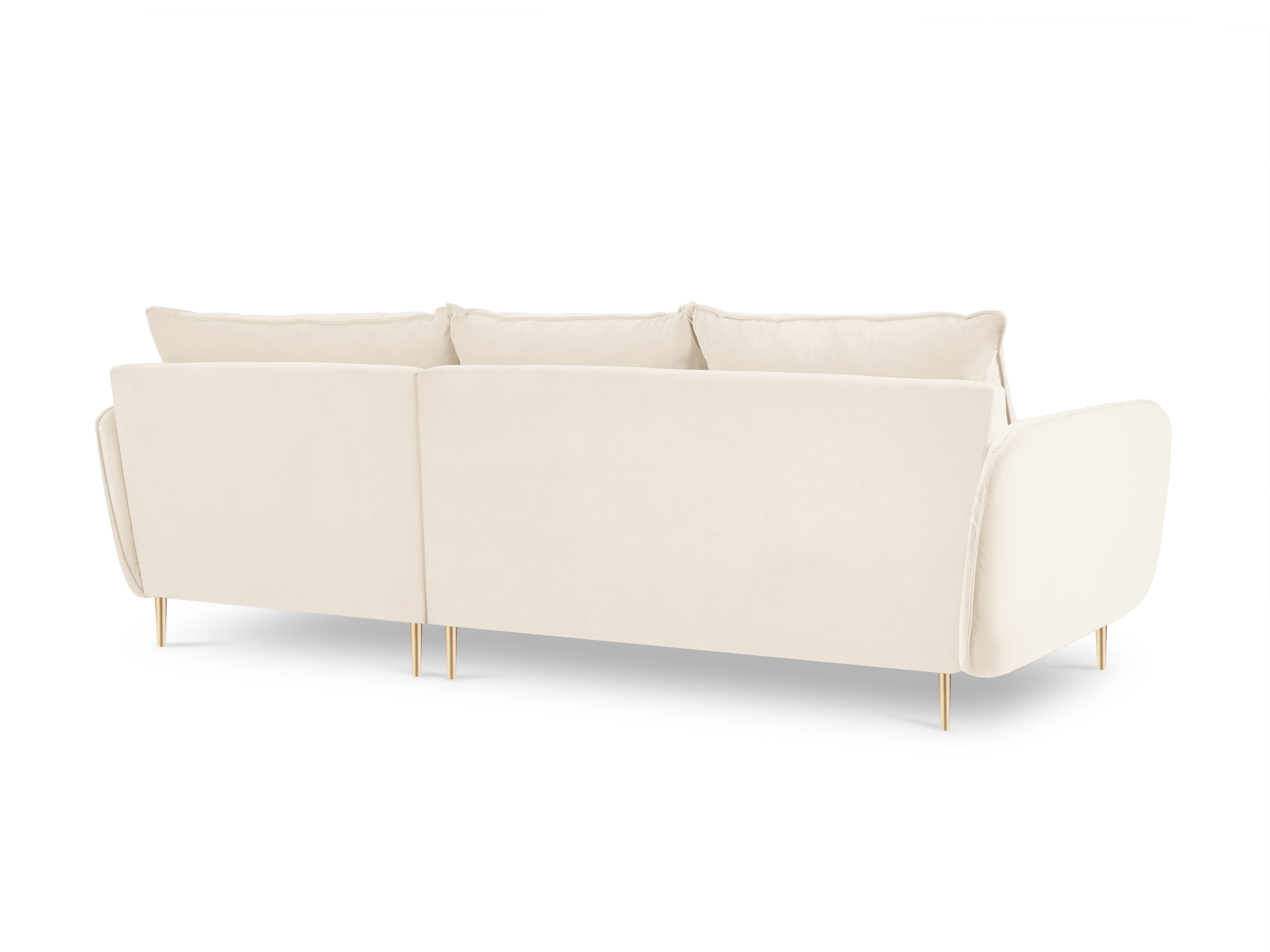 Velvet Corner Sofa Right-Hand 5-Seater VIENNA Beige with Gold Base