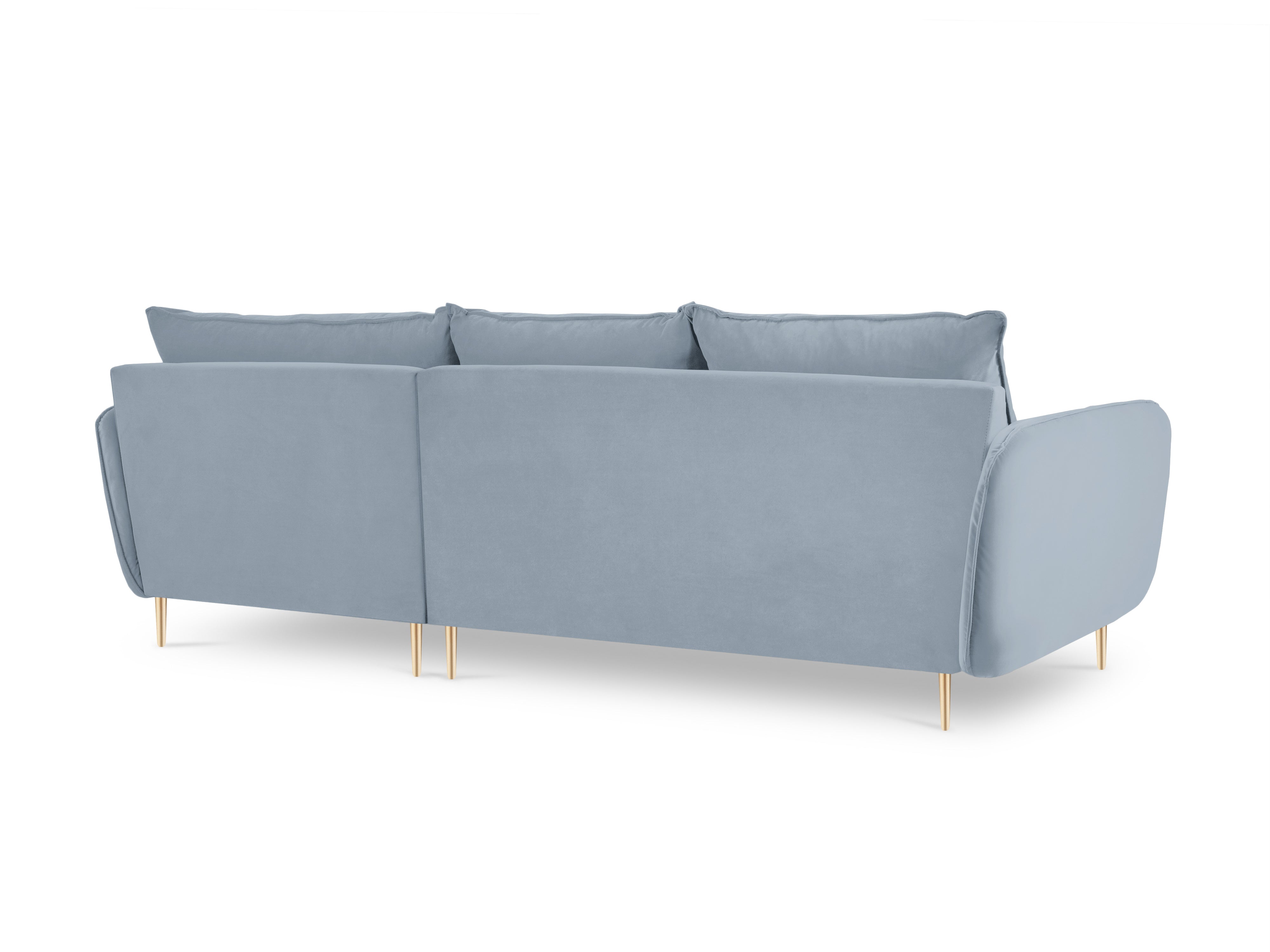 Velvet Corner Sofa Right-Hand 5-Seater VIENNA Light Blue with Gold Base