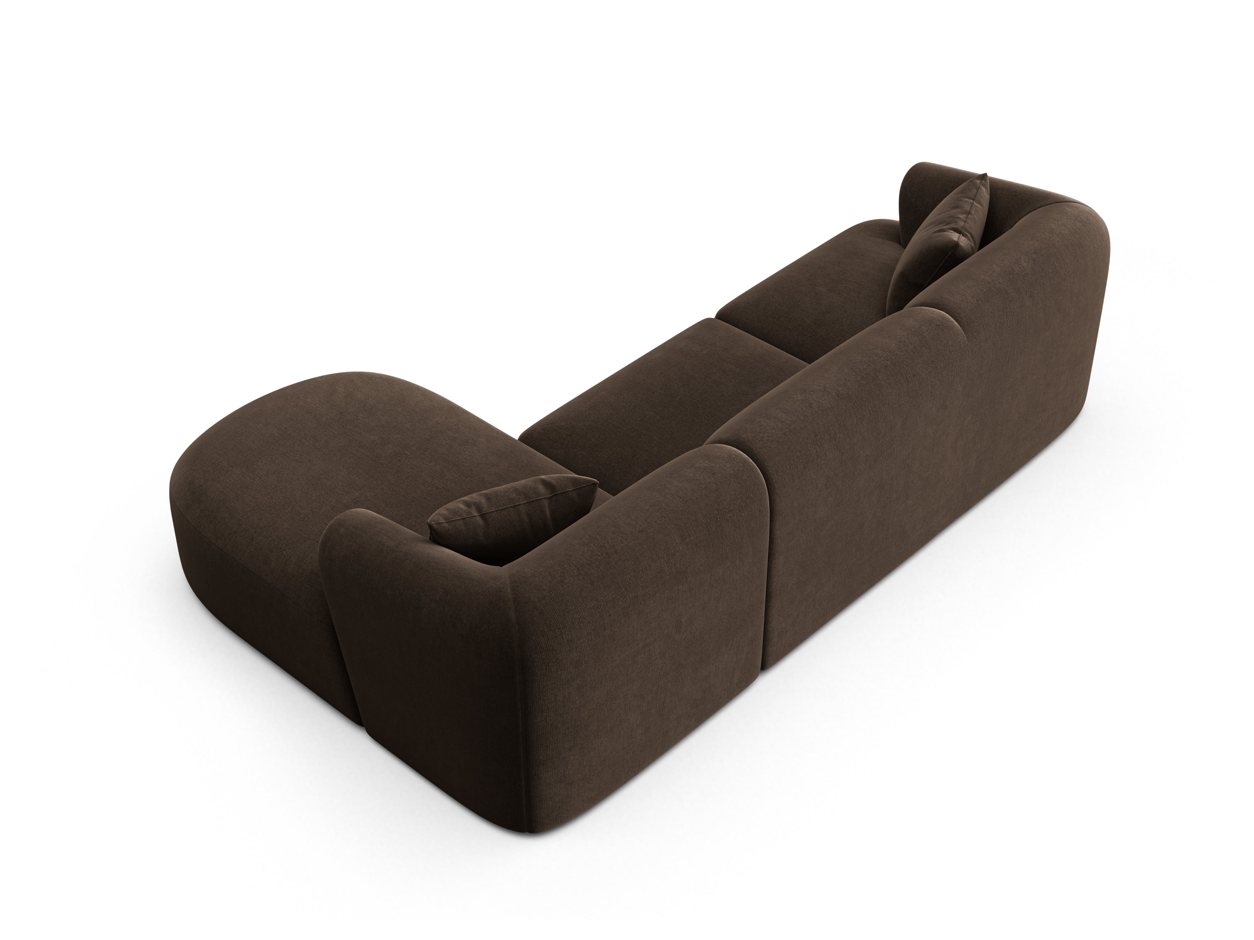 Right-facing velvet corner sofa for 4 people CAMPI chocolate