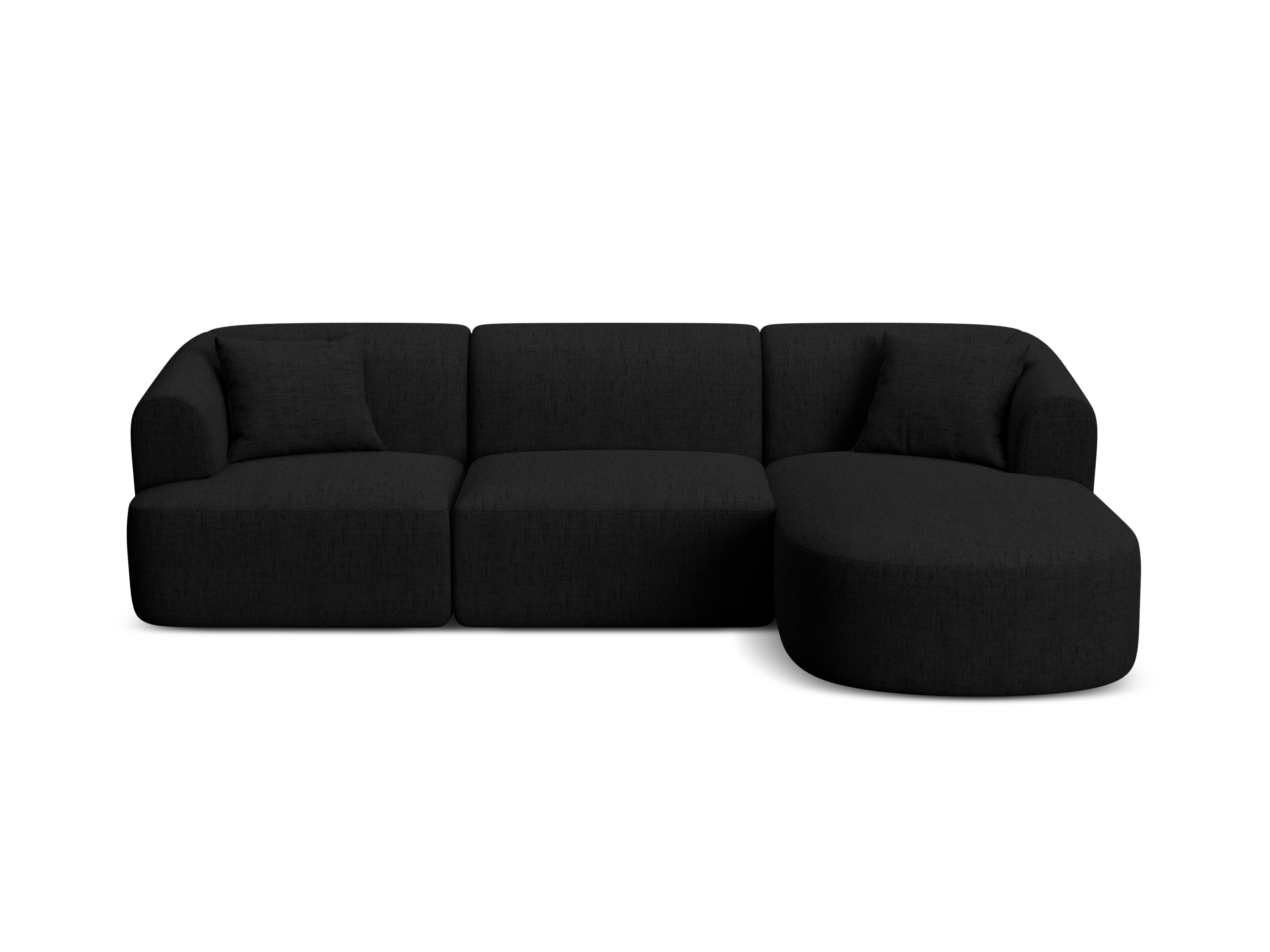 Right-facing 4-seater sofa CAMPI black chenille