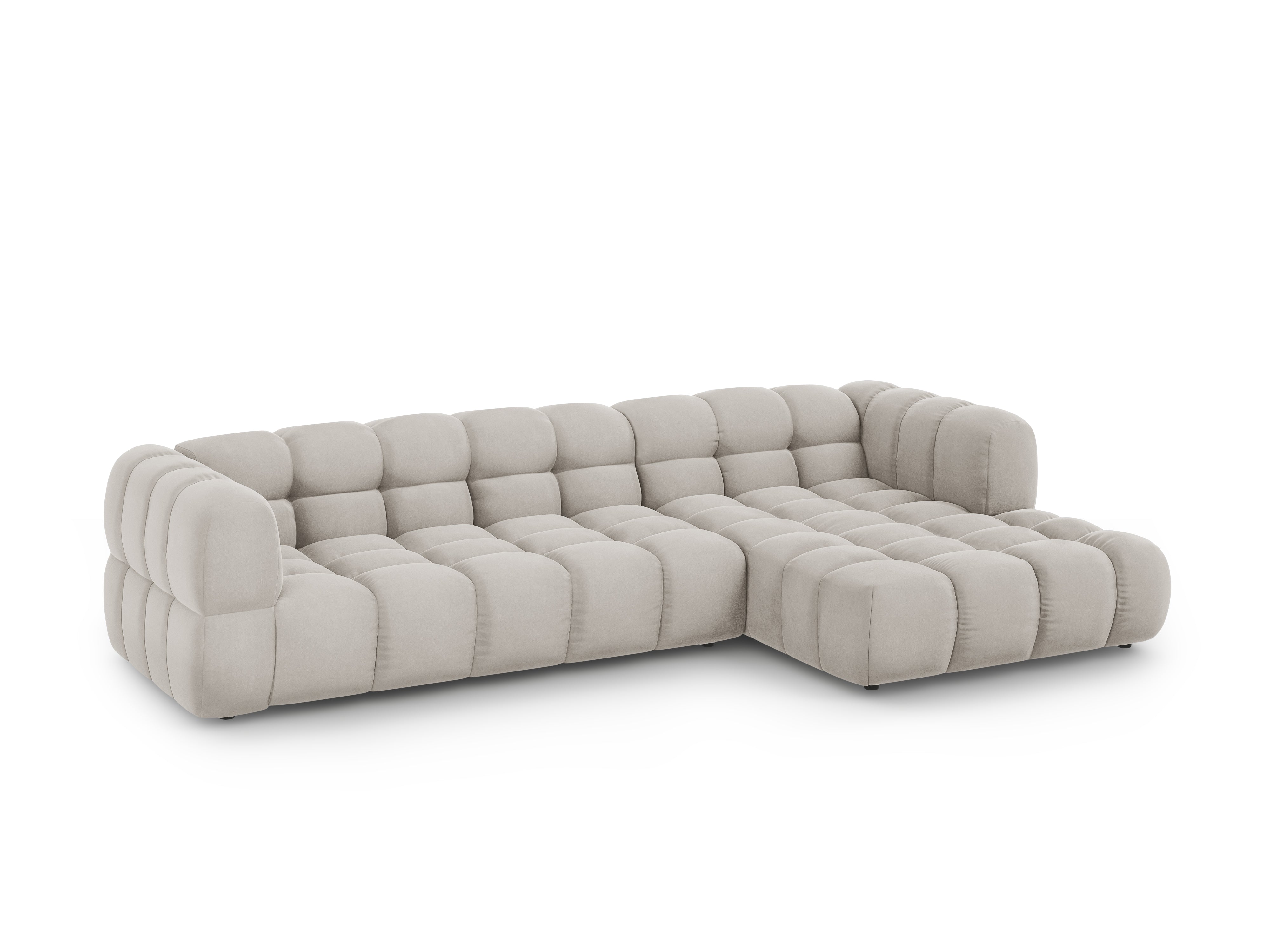 Narożnik aksamitny prawostronny 4-osobowy SKY kość słoniowa Cosmopolitan Design Eye on Design
