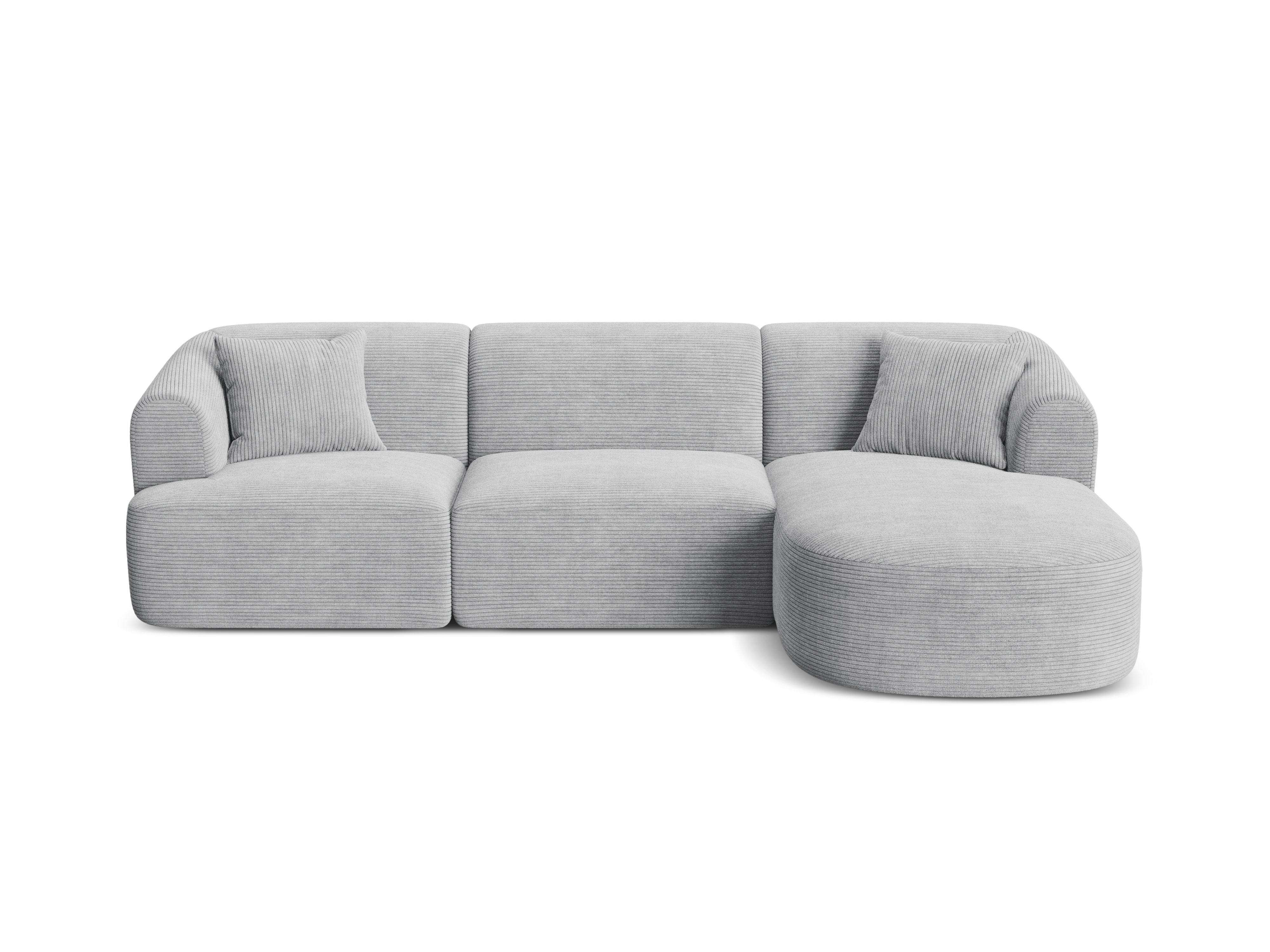 Right-facing 4-seater CAMPI light gray corduroy corner sofa