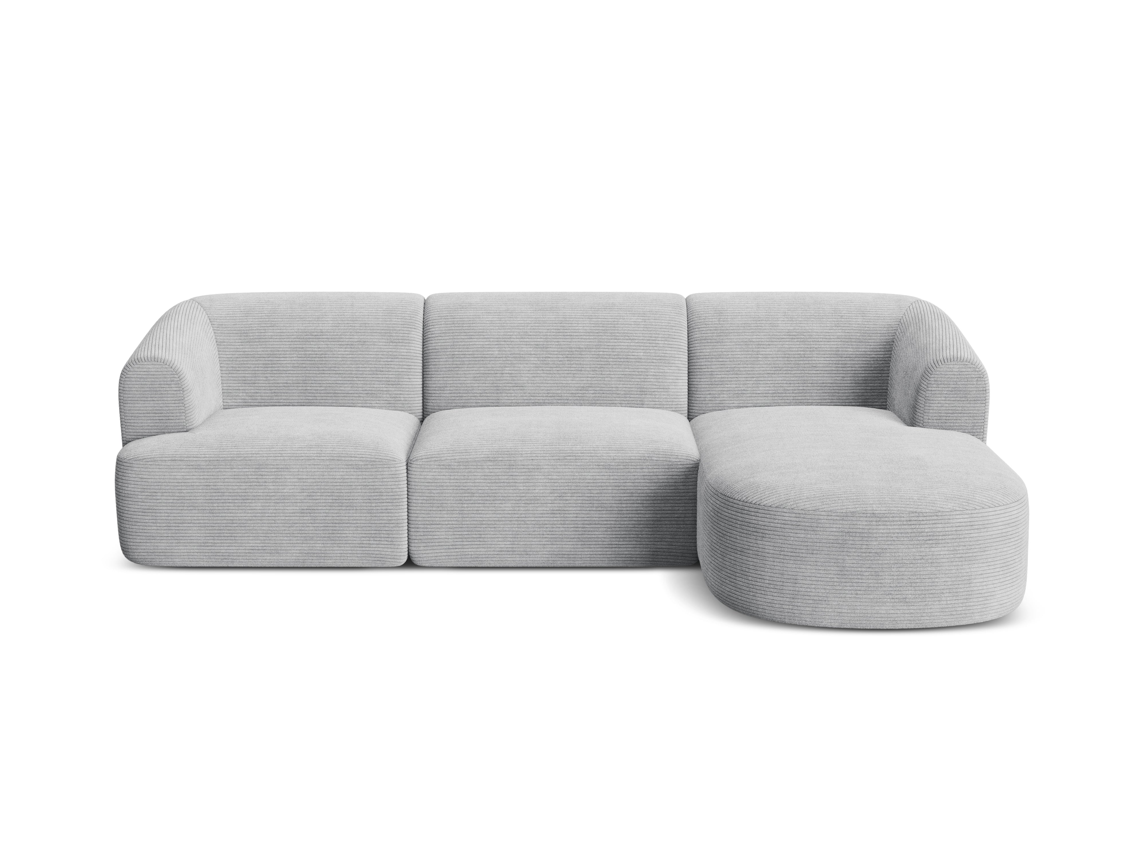 Right-facing 4-seater CAMPI light gray corduroy corner sofa