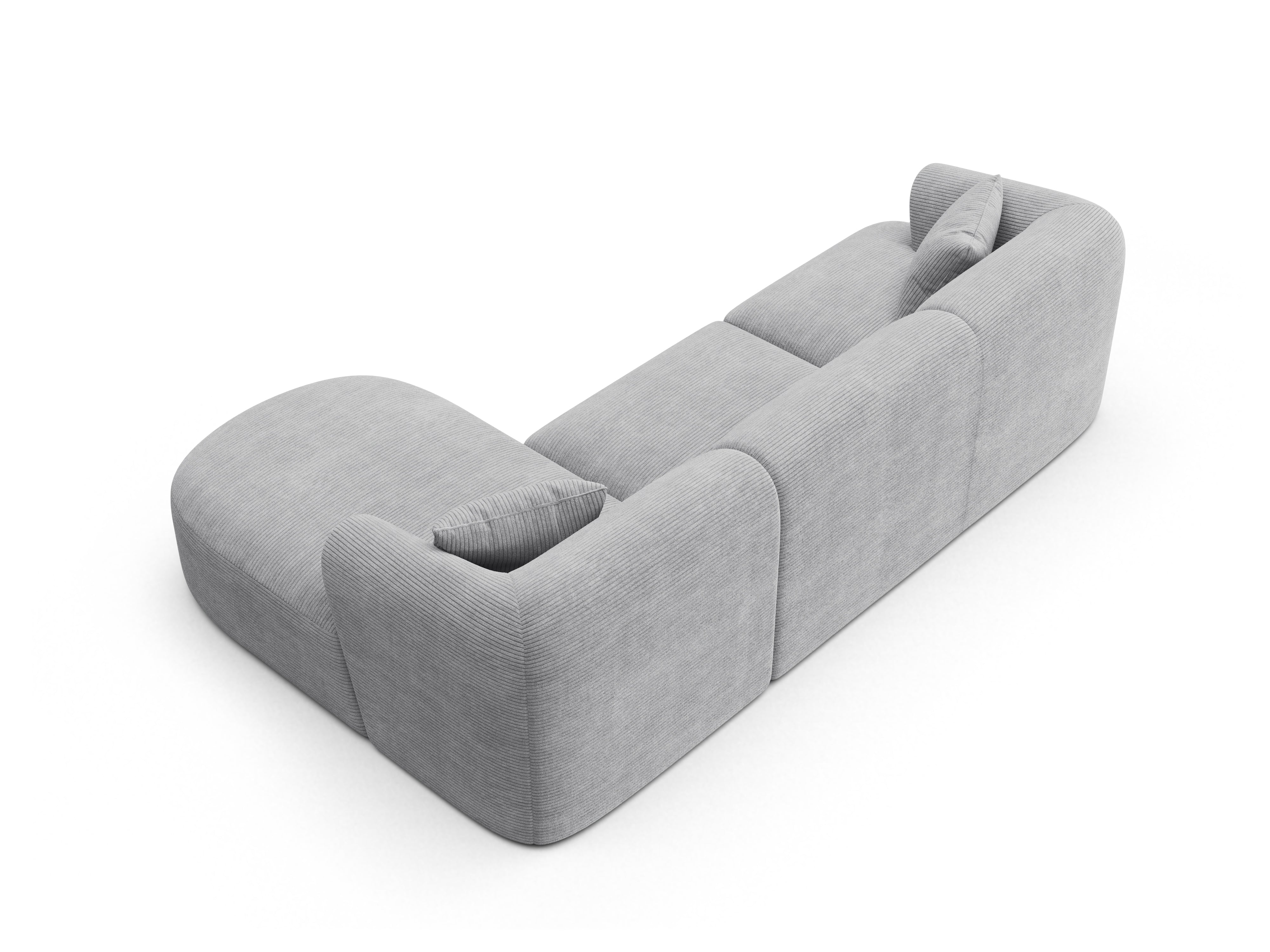 Right-facing 4-seater CAMPI light gray corduroy corner sofa