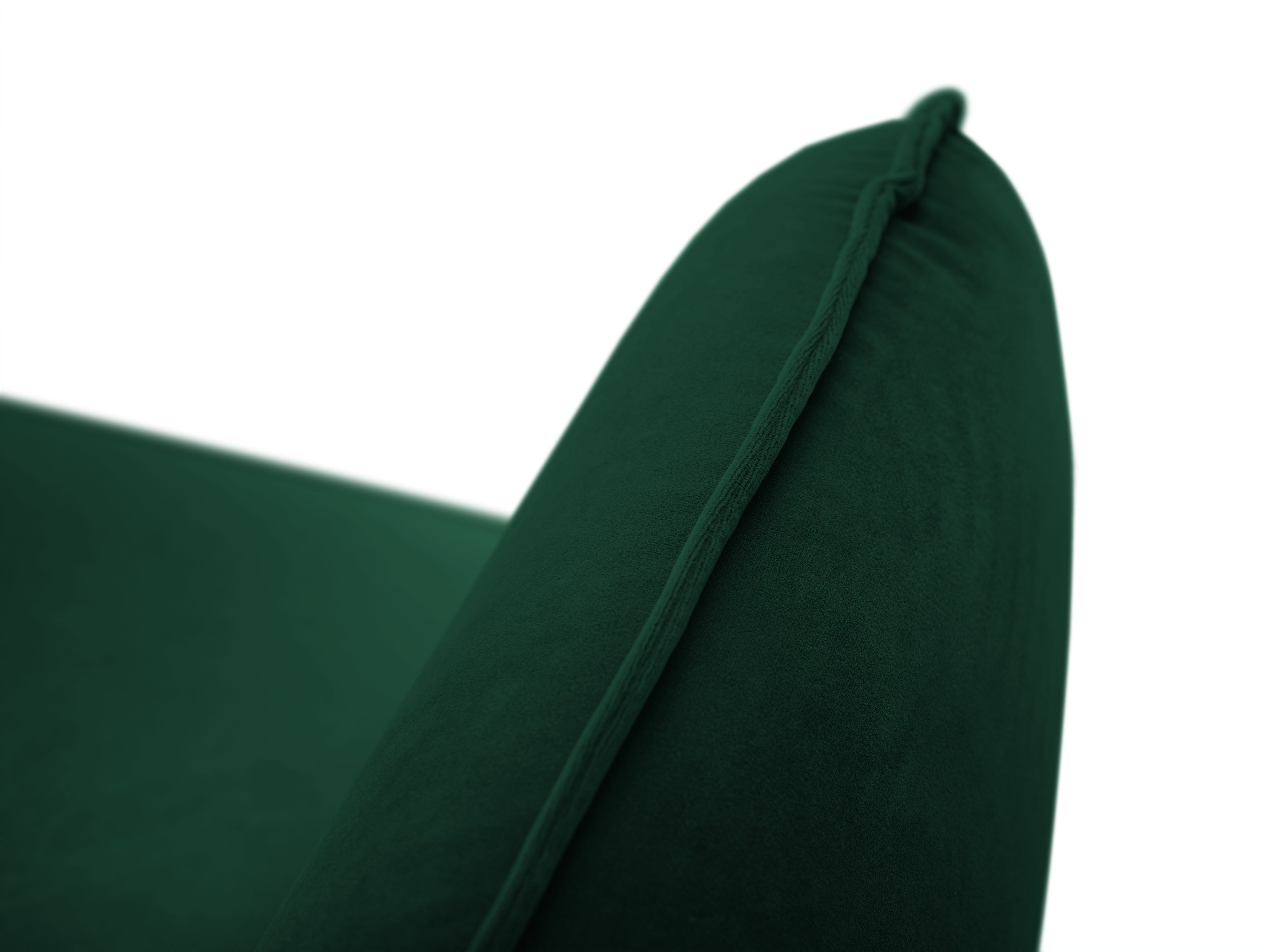 Velvet corner sofa for 6 people, right-facing, VIENNA in bottle green with a gold base