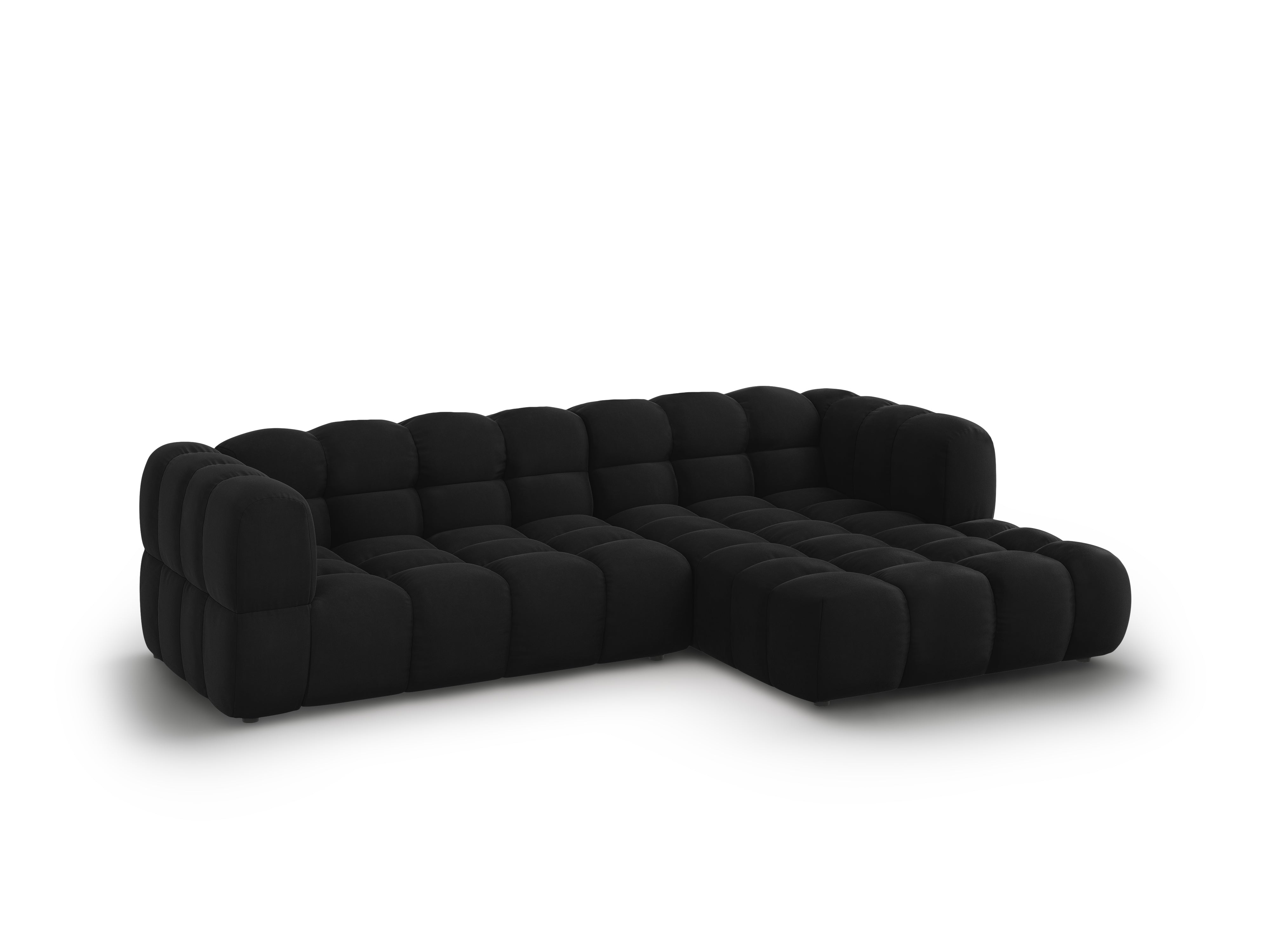 Narożnik aksamitny prawostronny 3,5-osobowy SKY czarny Cosmopolitan Design Eye on Design