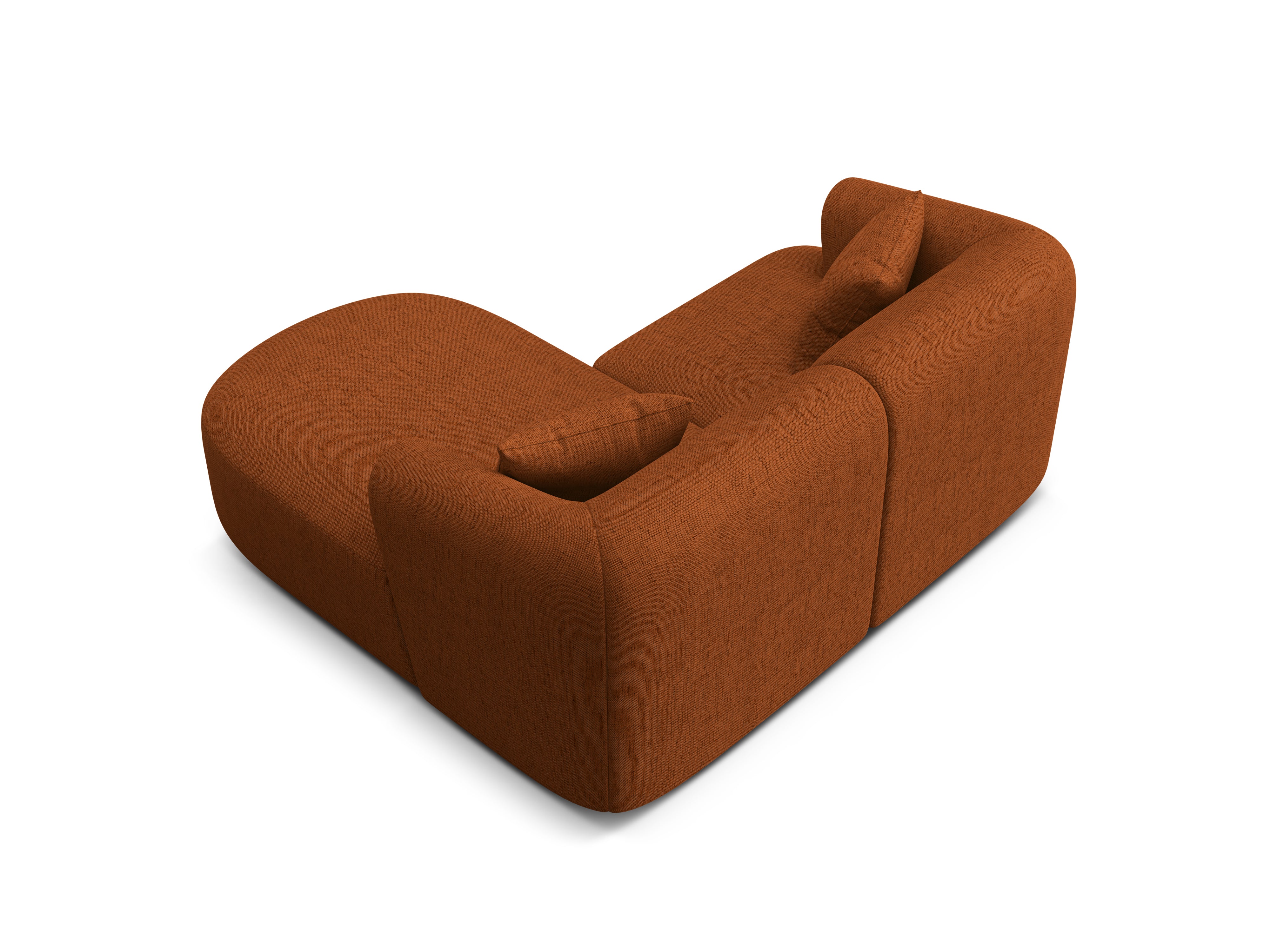 Right-facing 3-seater sofa CAMPI brick chenille