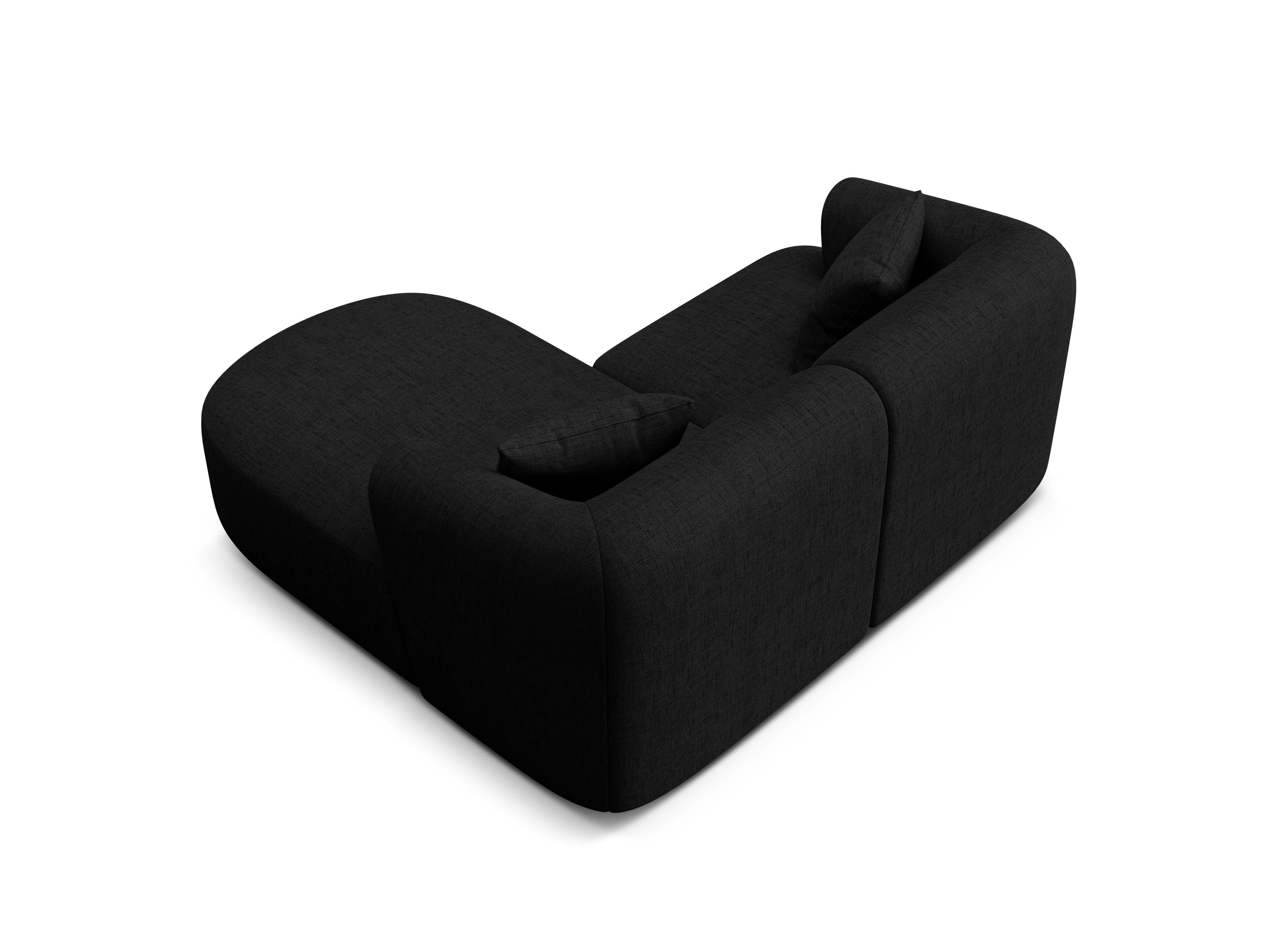 Right-facing 3-seater sofa CAMPI black chenille