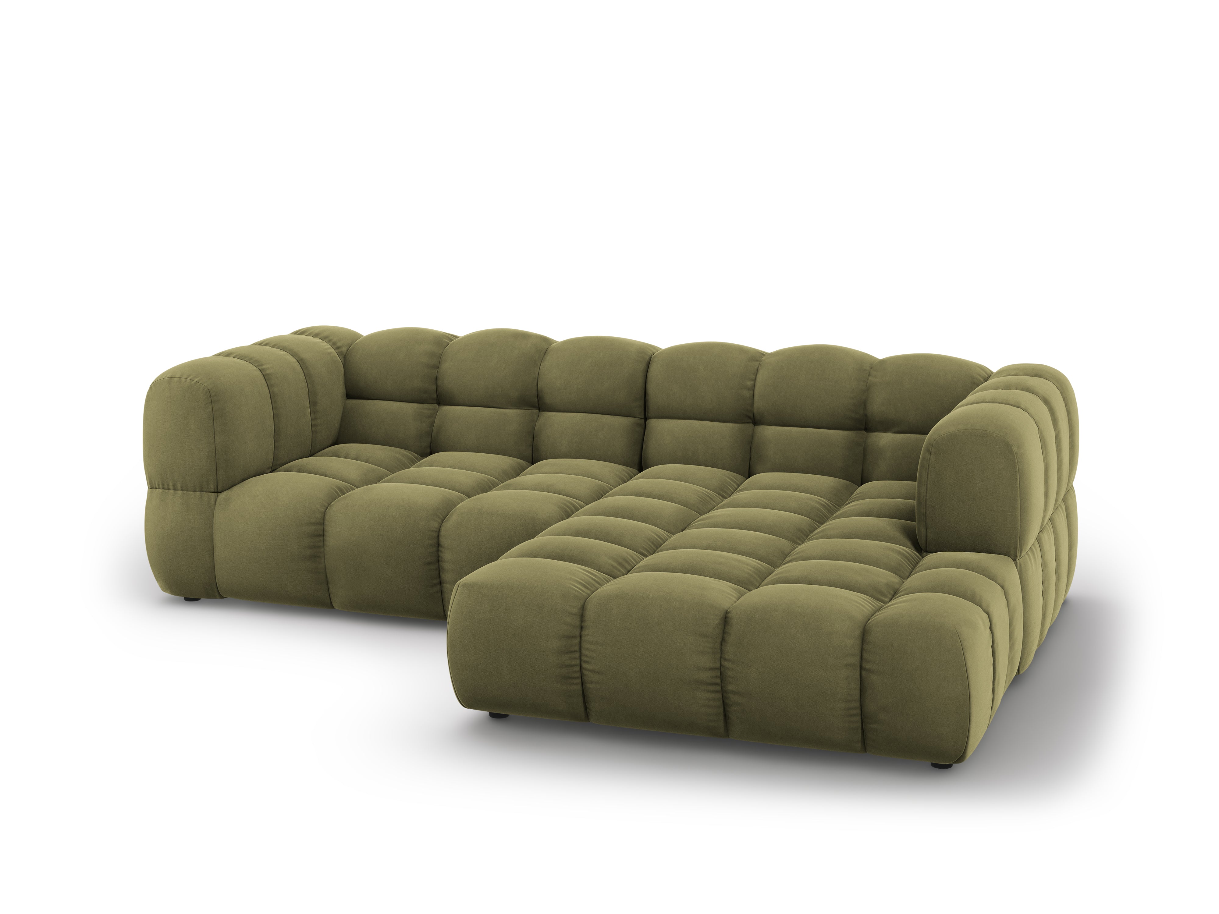 Narożnik aksamitny prawostronny 3-osobowy SKY jasnozielony Cosmopolitan Design Eye on Design