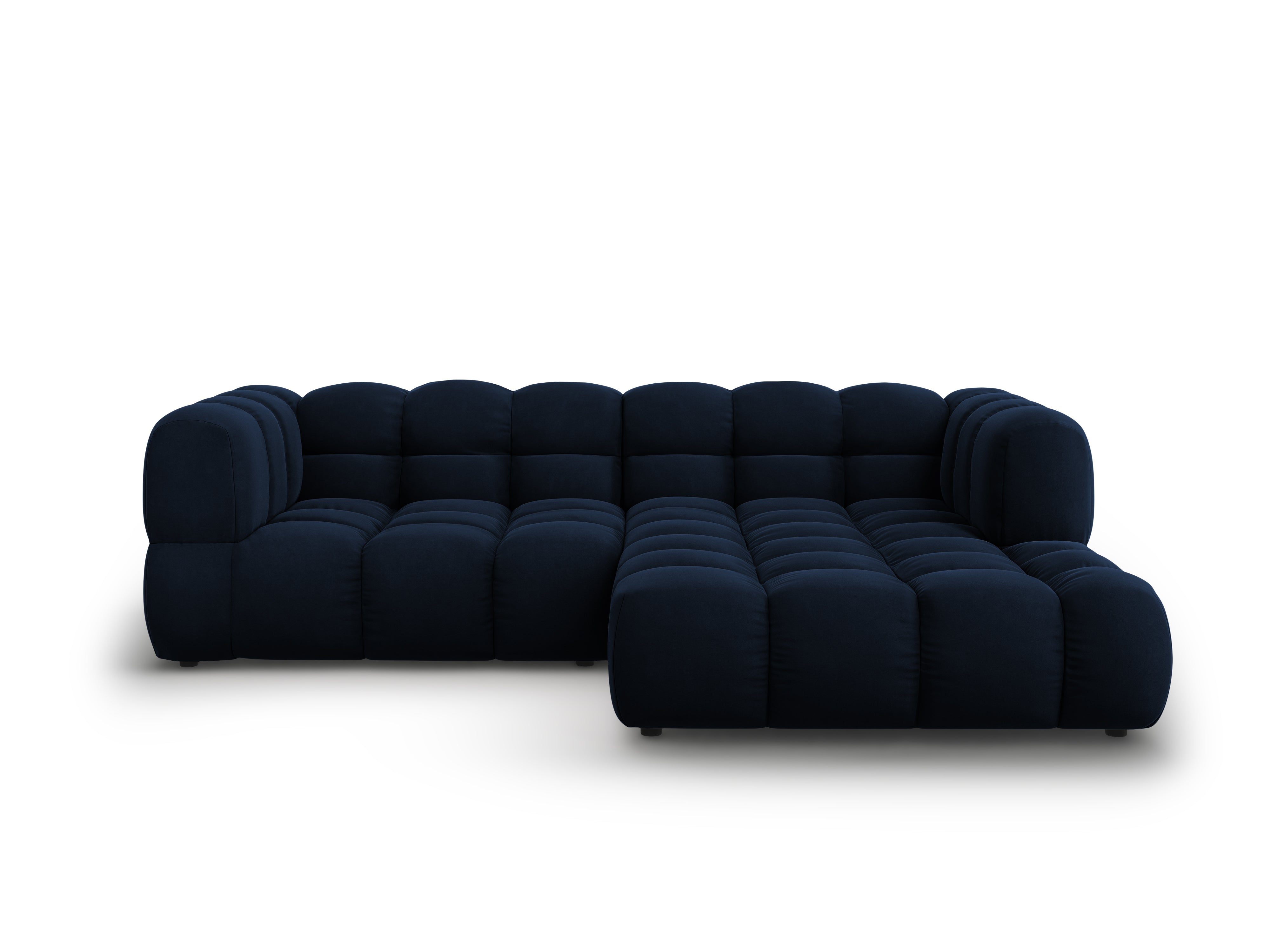 Narożnik aksamitny prawostronny 3-osobowy SKY granat królewski Cosmopolitan Design Eye on Design